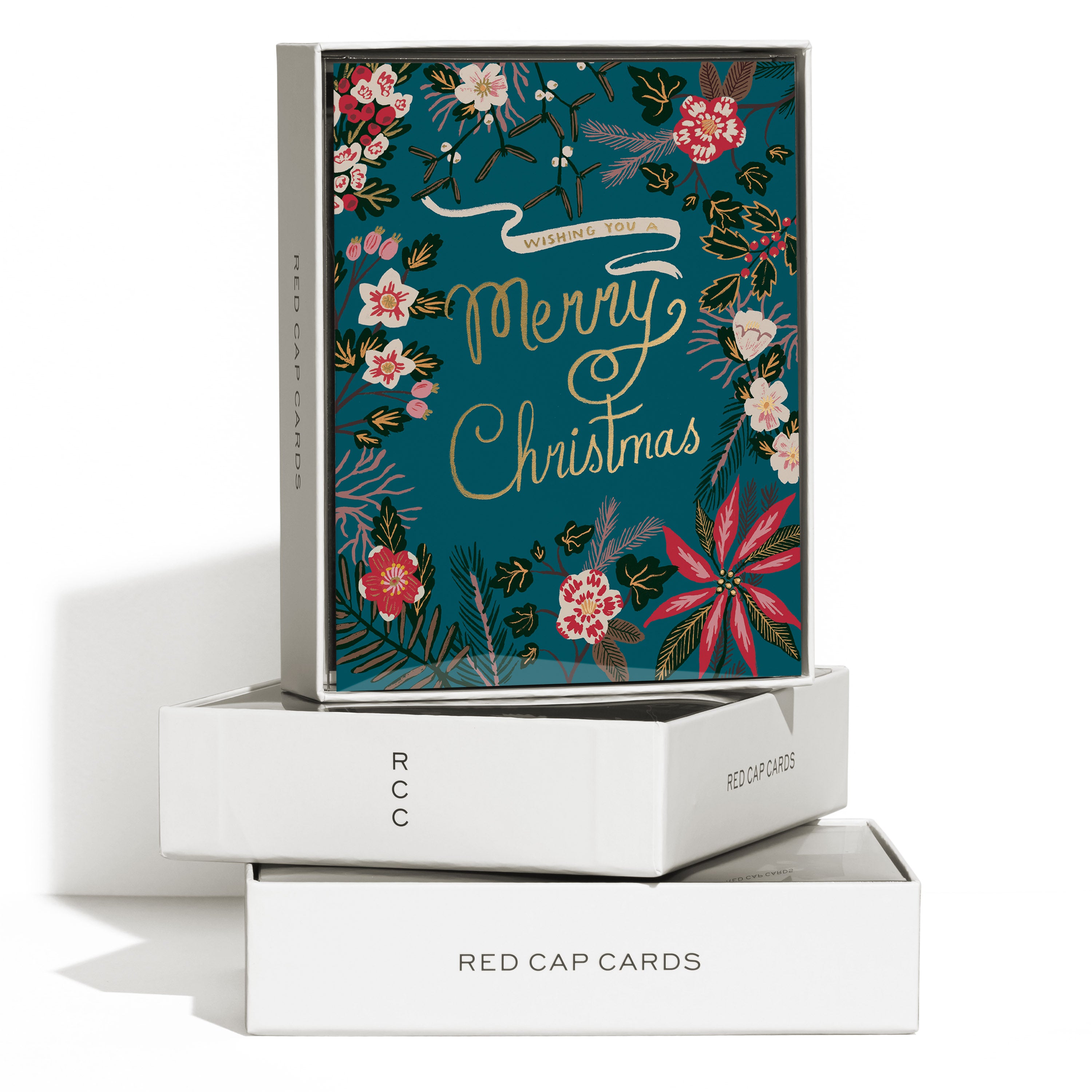 Blue Poinsettia greeting card