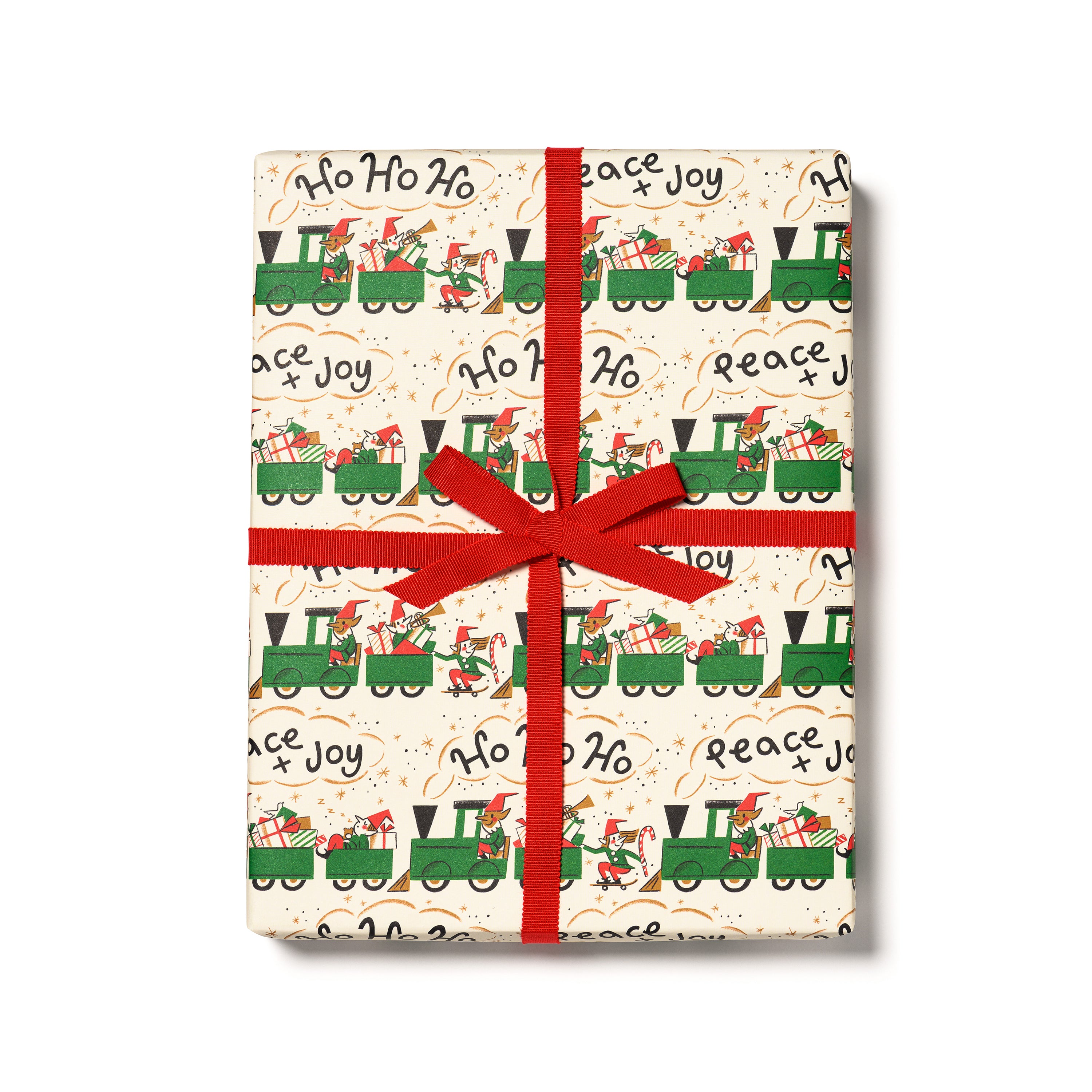 Elf Train wrapping paper