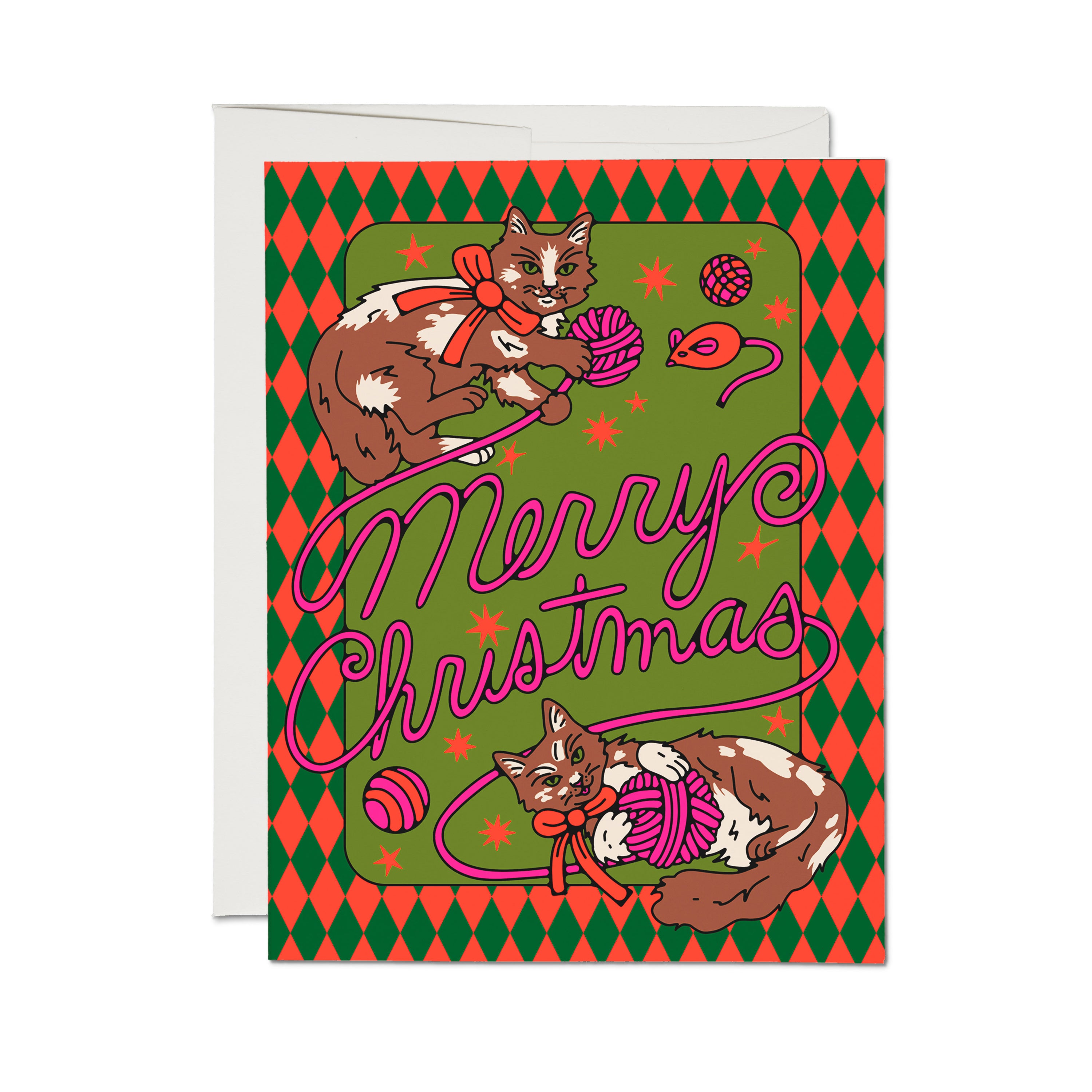 Christmas Kittens greeting card Single