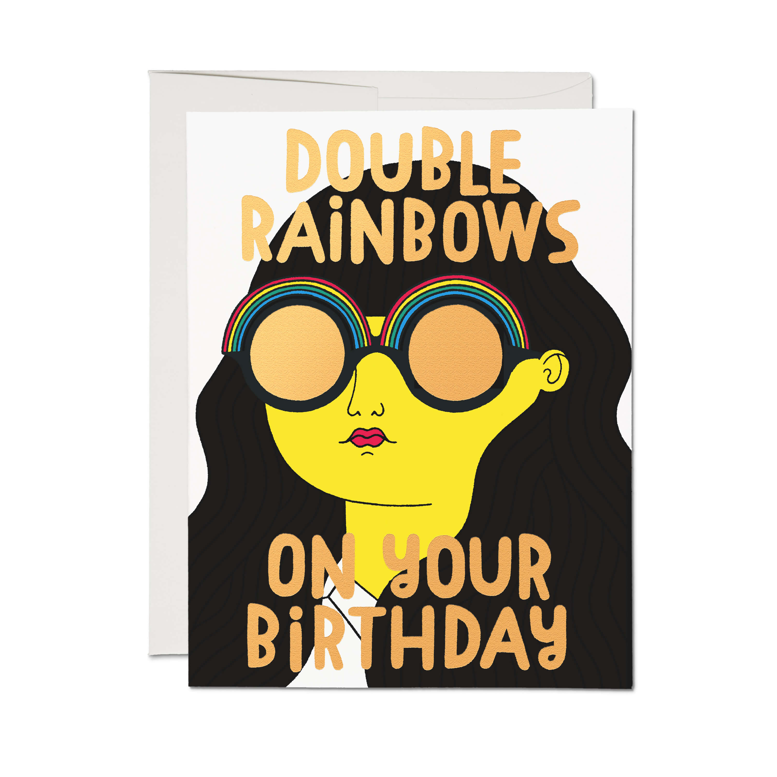Double Rainbows greeting card Single