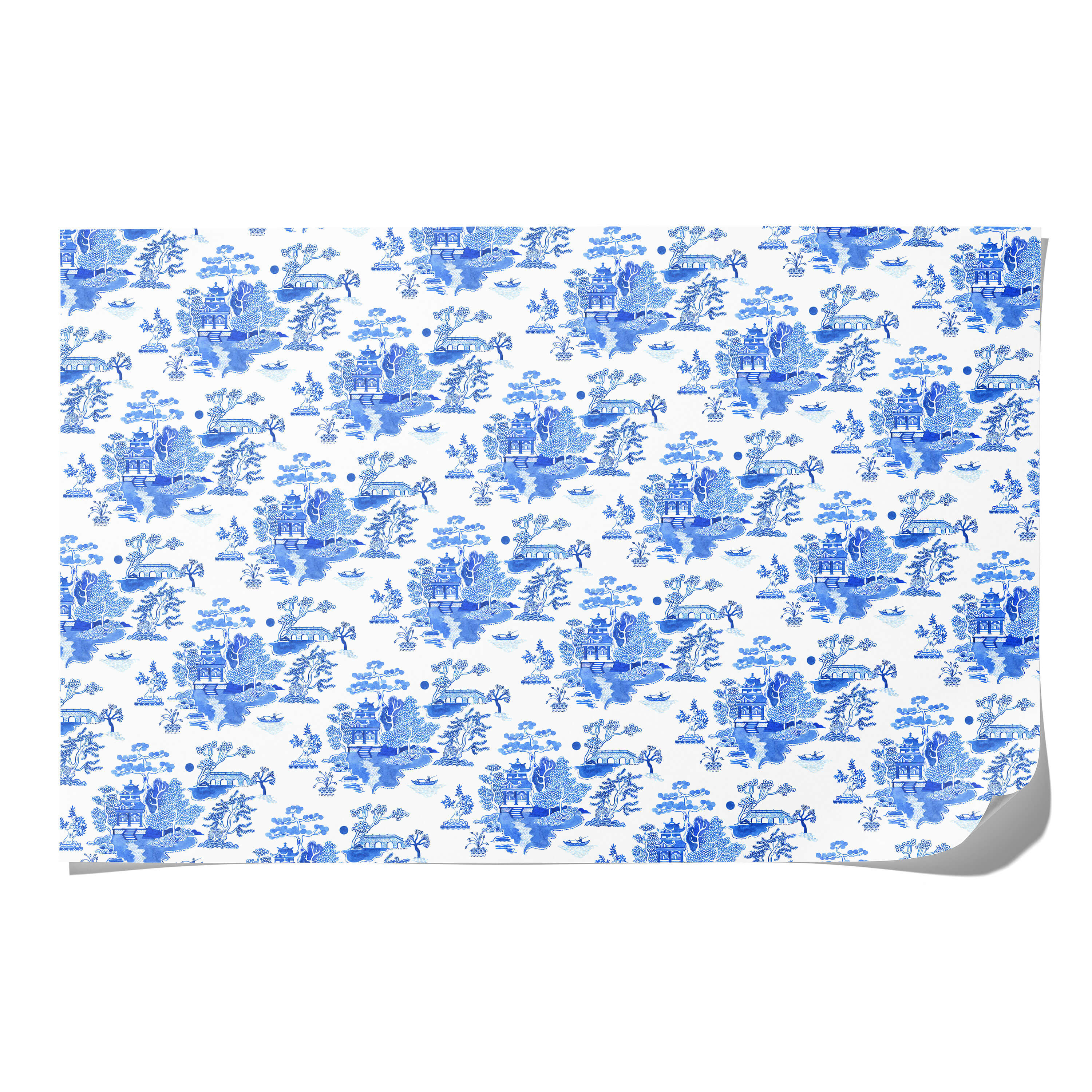 Blue Chinoiserie wrapping paper Single