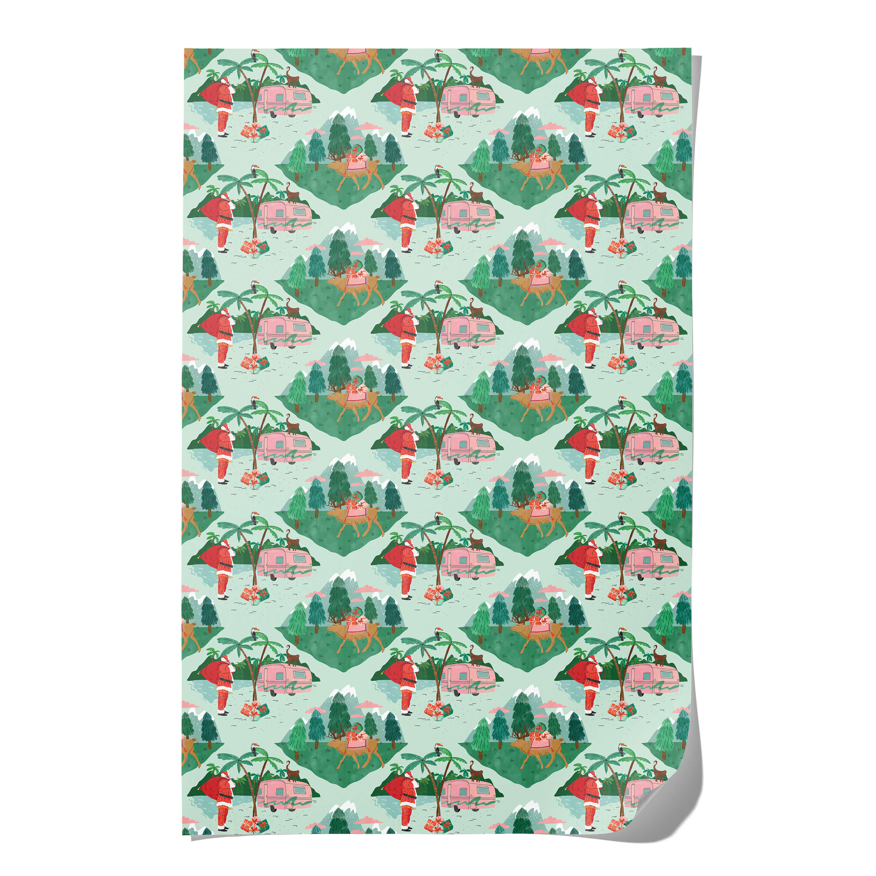 Santa Camper wrapping paper Single