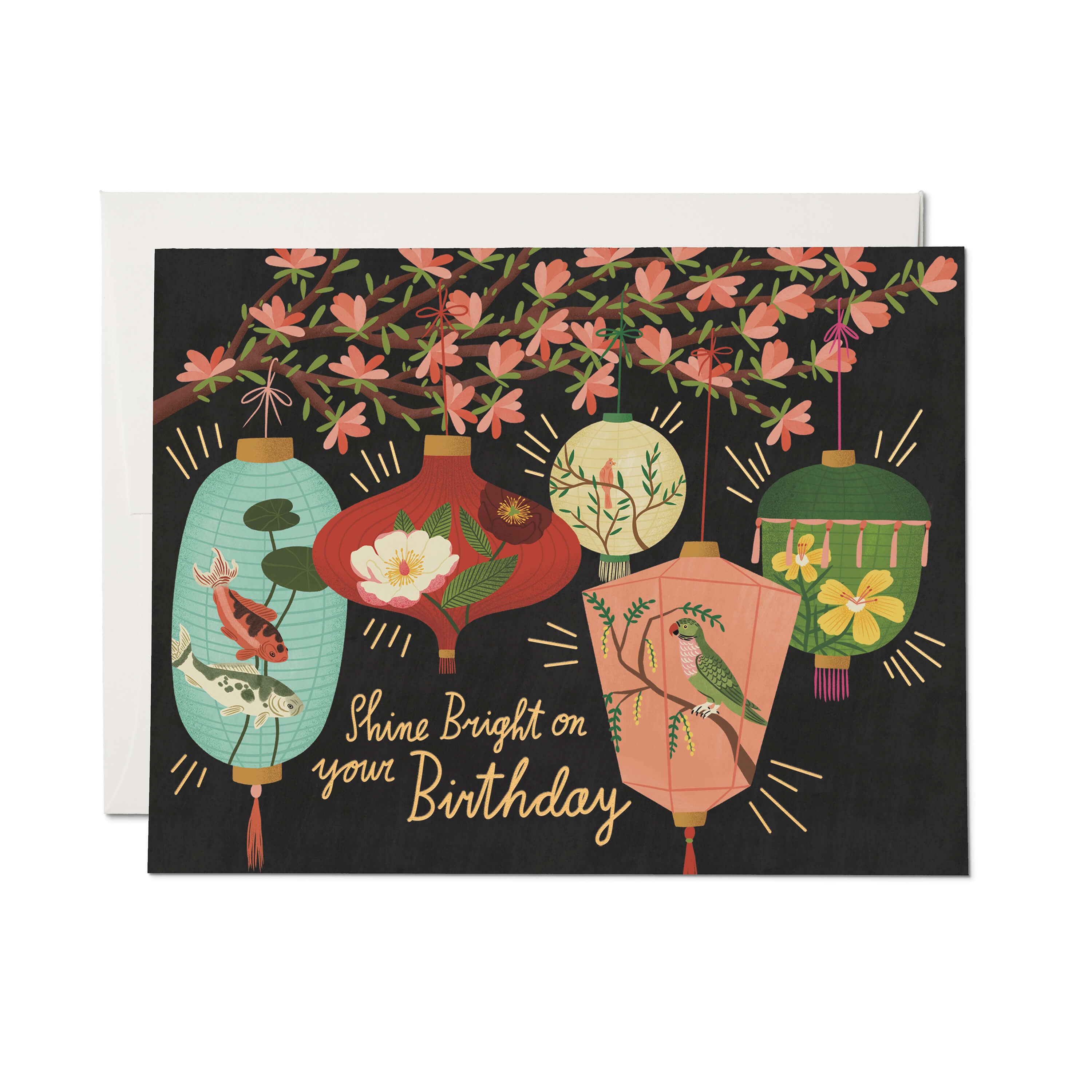Birthday Lanterns greeting card Single