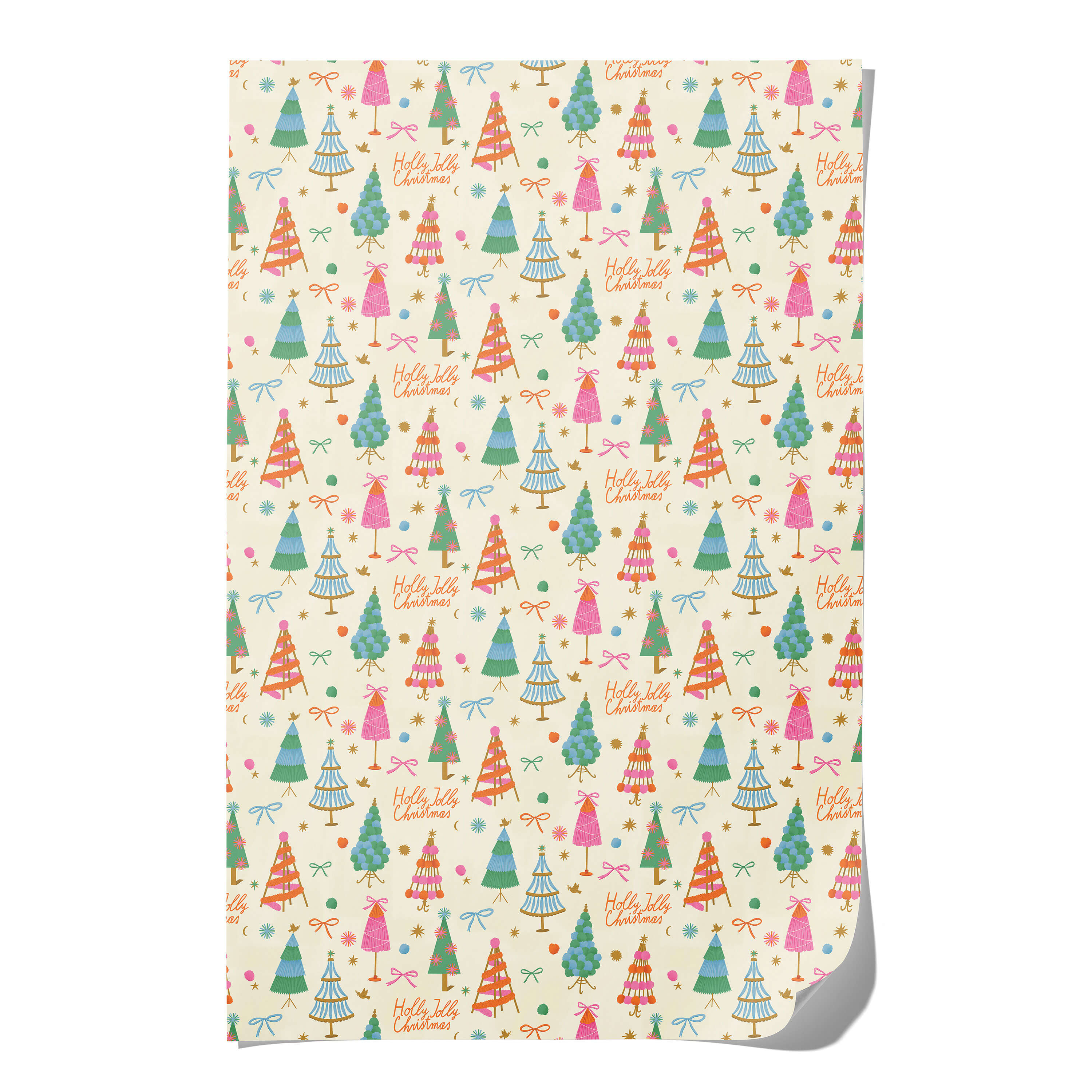 Holly Jolly Trees wrapping paper Single
