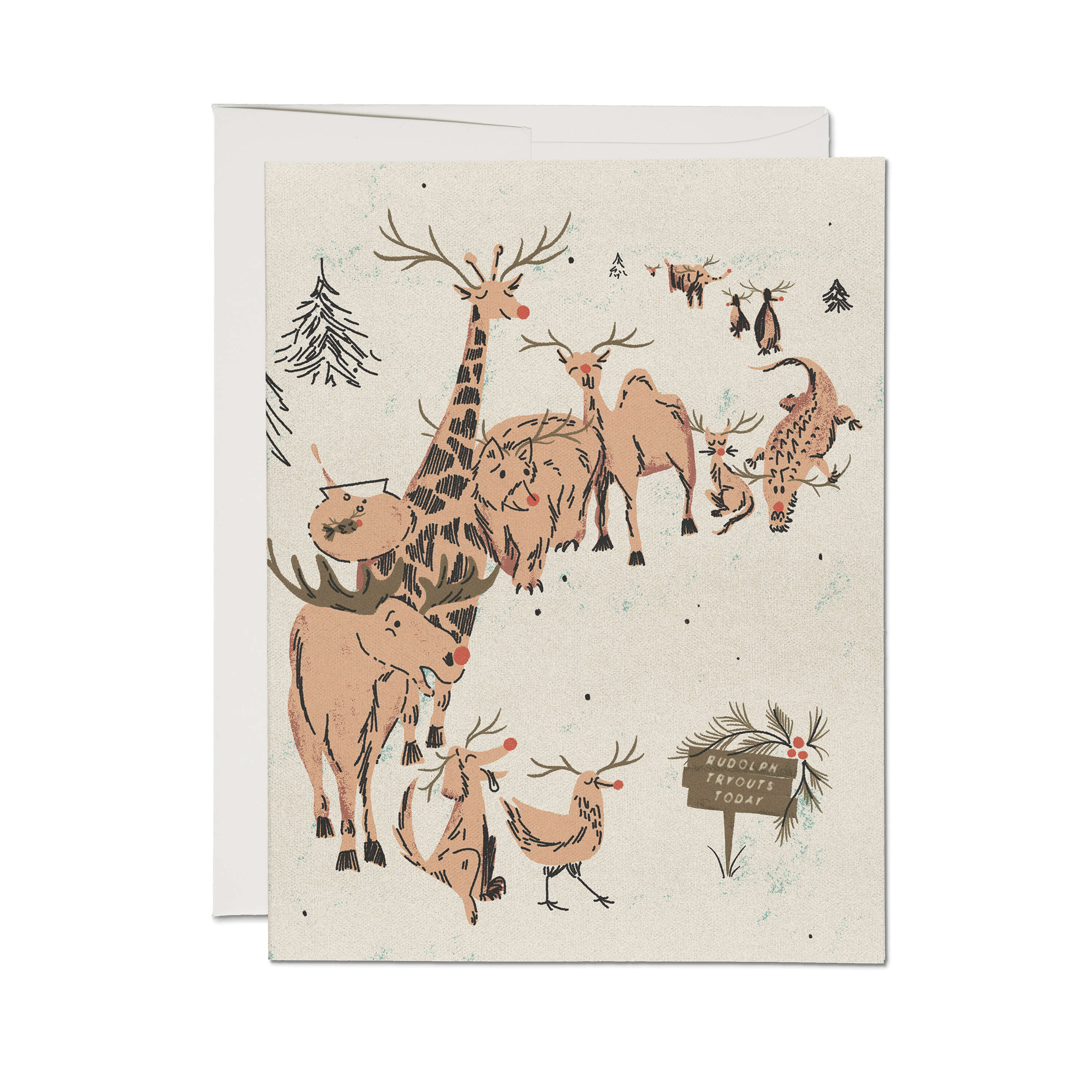 Rudolph Auditions greeting card Single
