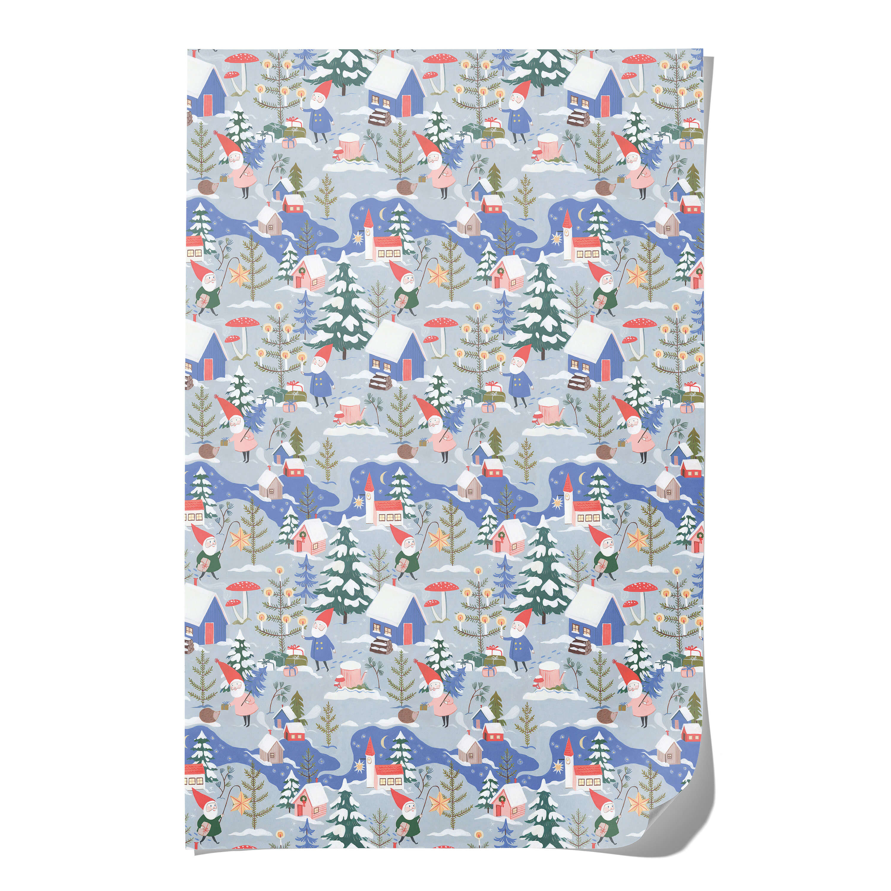 Holiday Gnomes wrapping paper Single