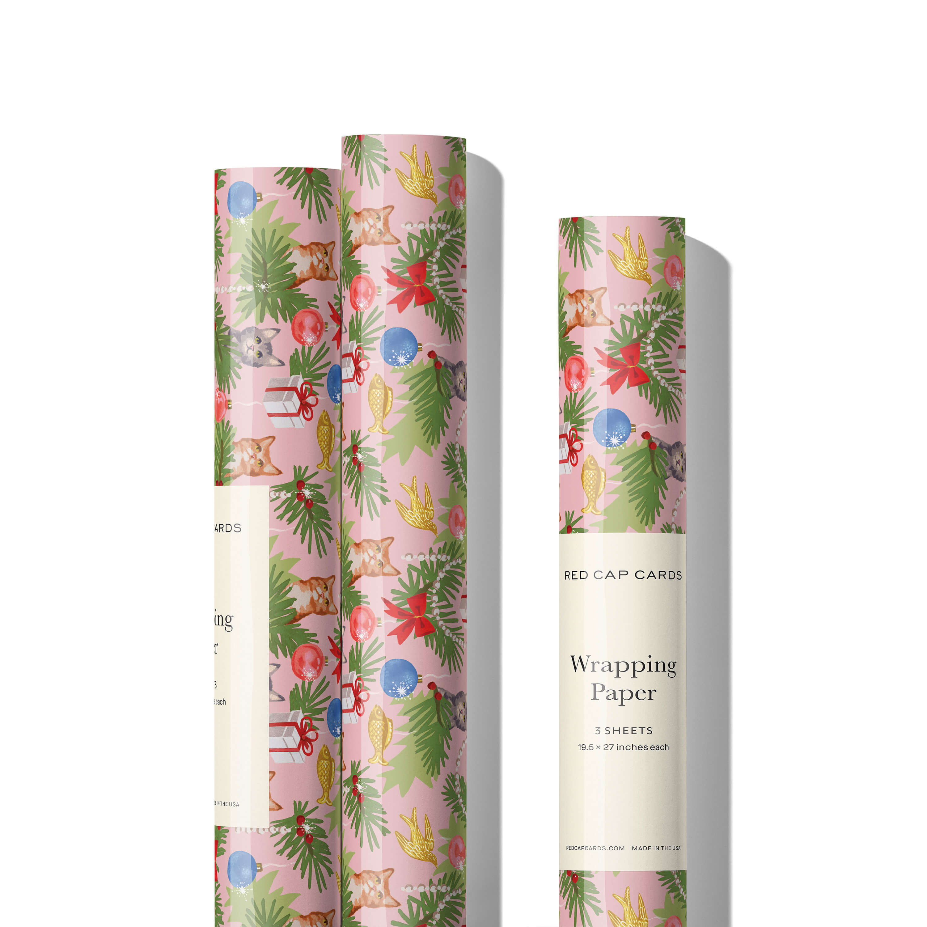 Meowy Christmas wrapping paper Single