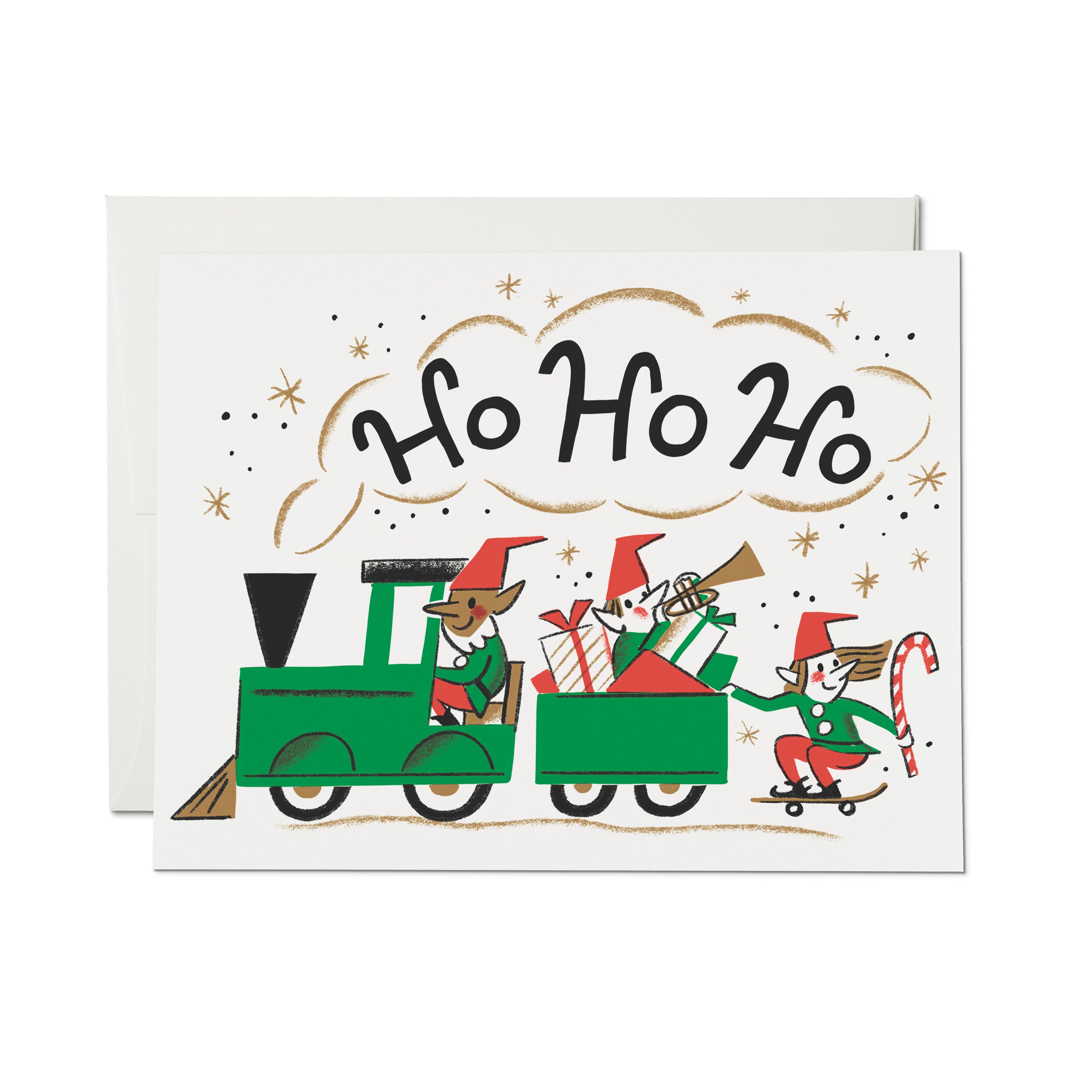 Elf Train greeting card