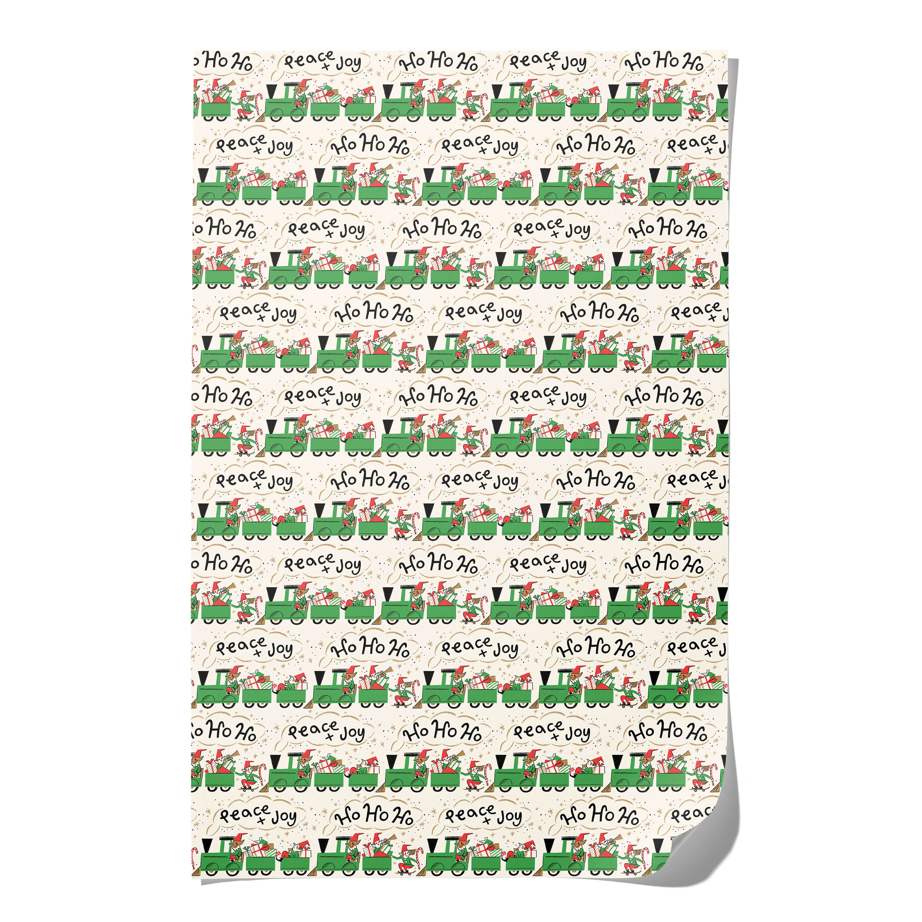 Elf Train wrapping paper Single
