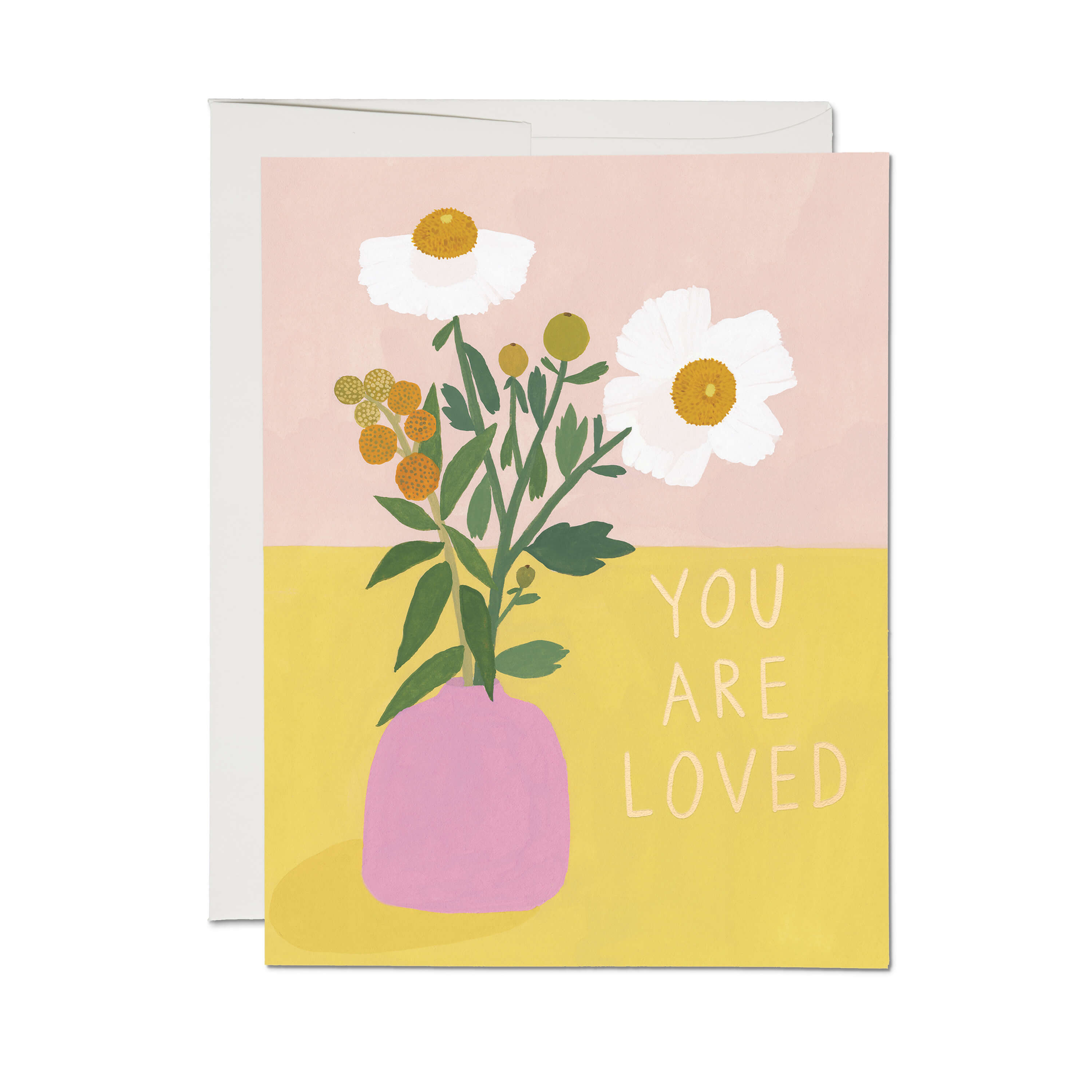 White Poppies greeting card Single