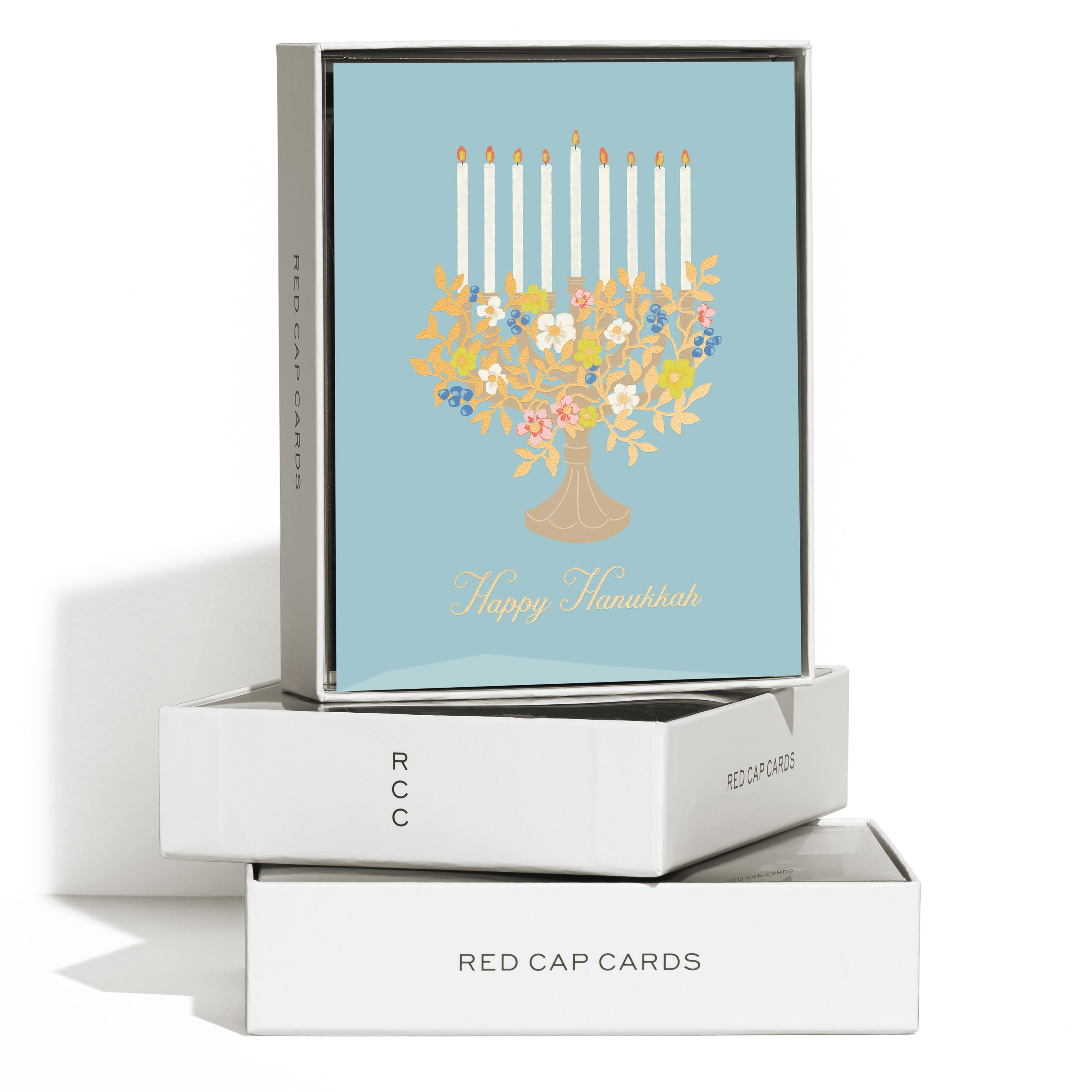 Floral Menorah greeting cards