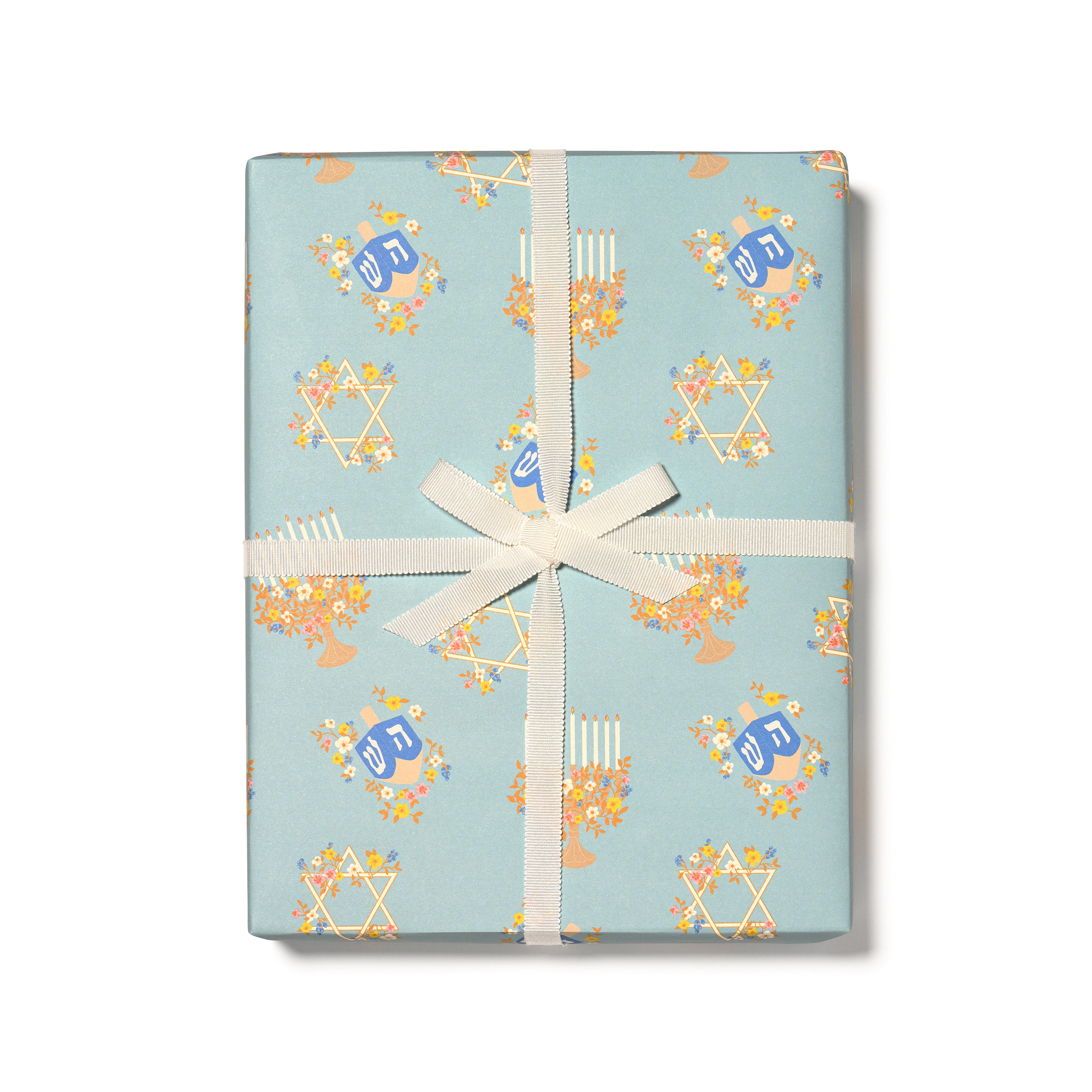 Floral Menorah wrapping paper