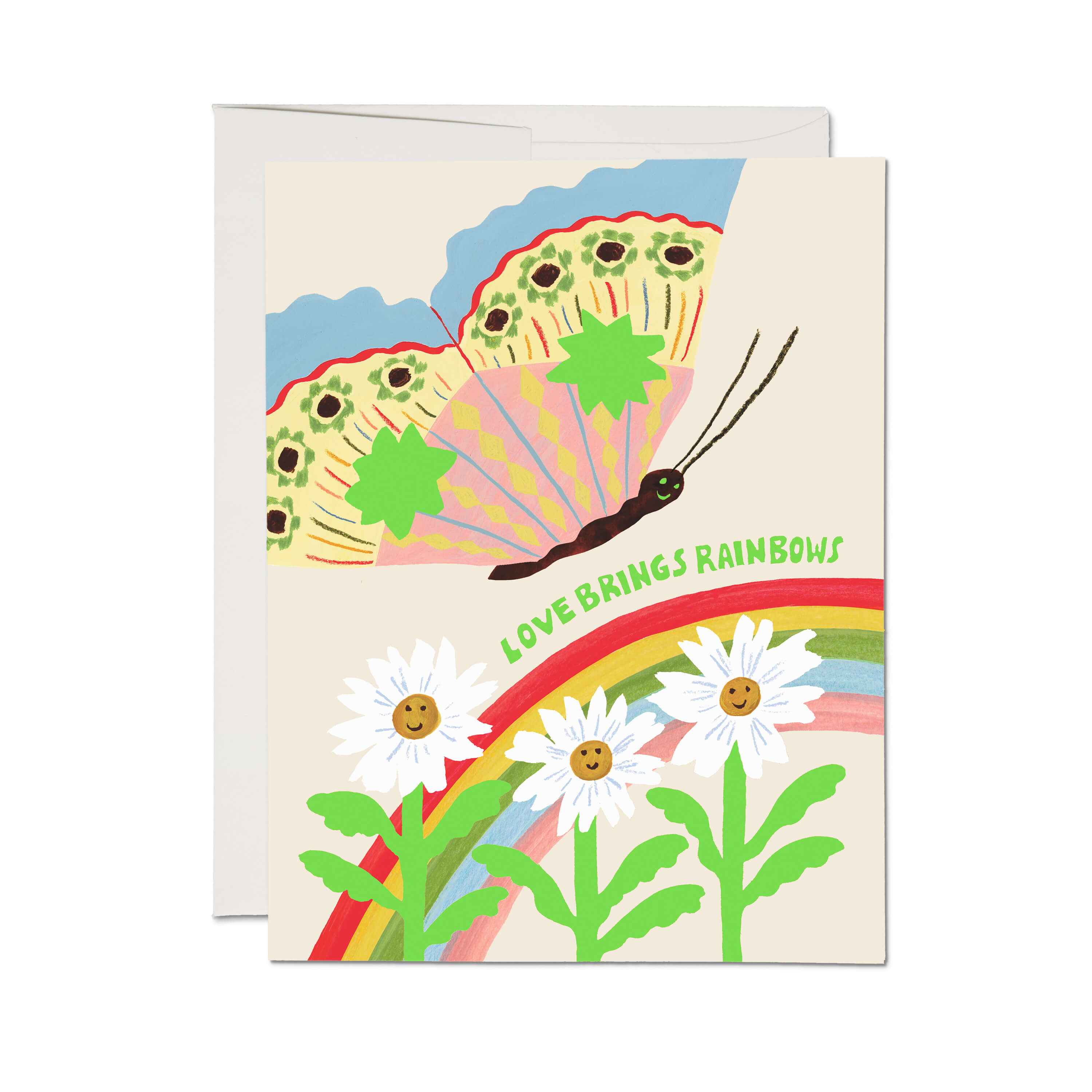 Love Brings Rainbows greeting card Single