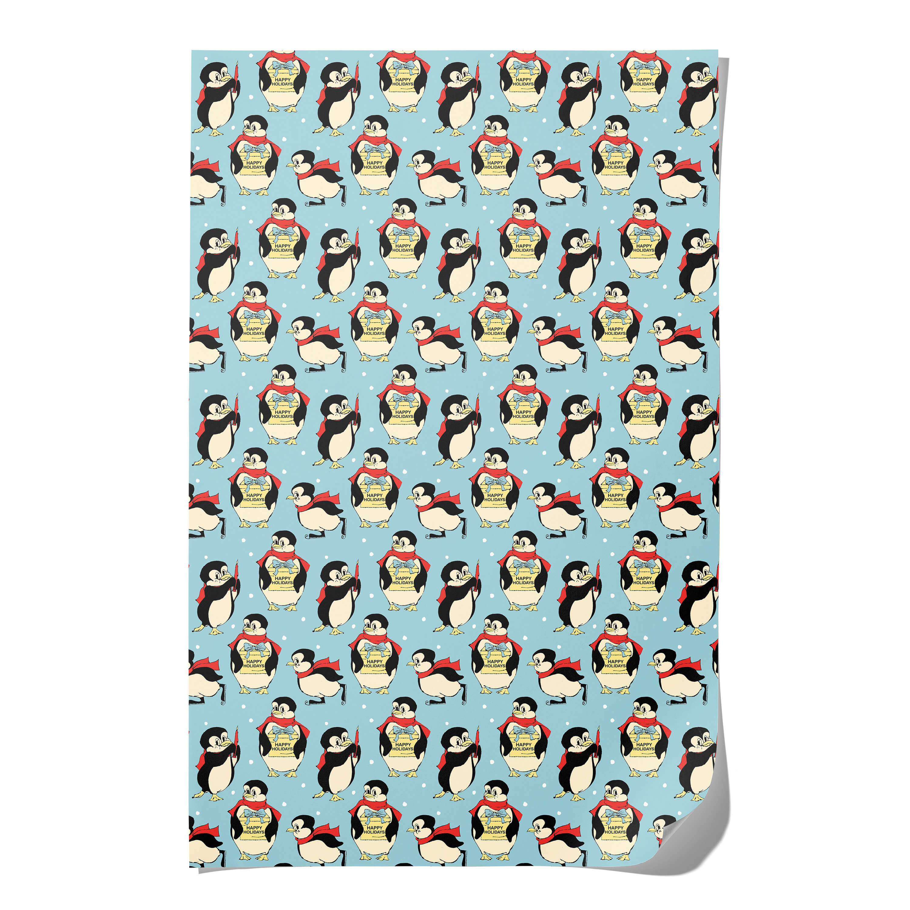 Holiday Penguin wrapping paper Single