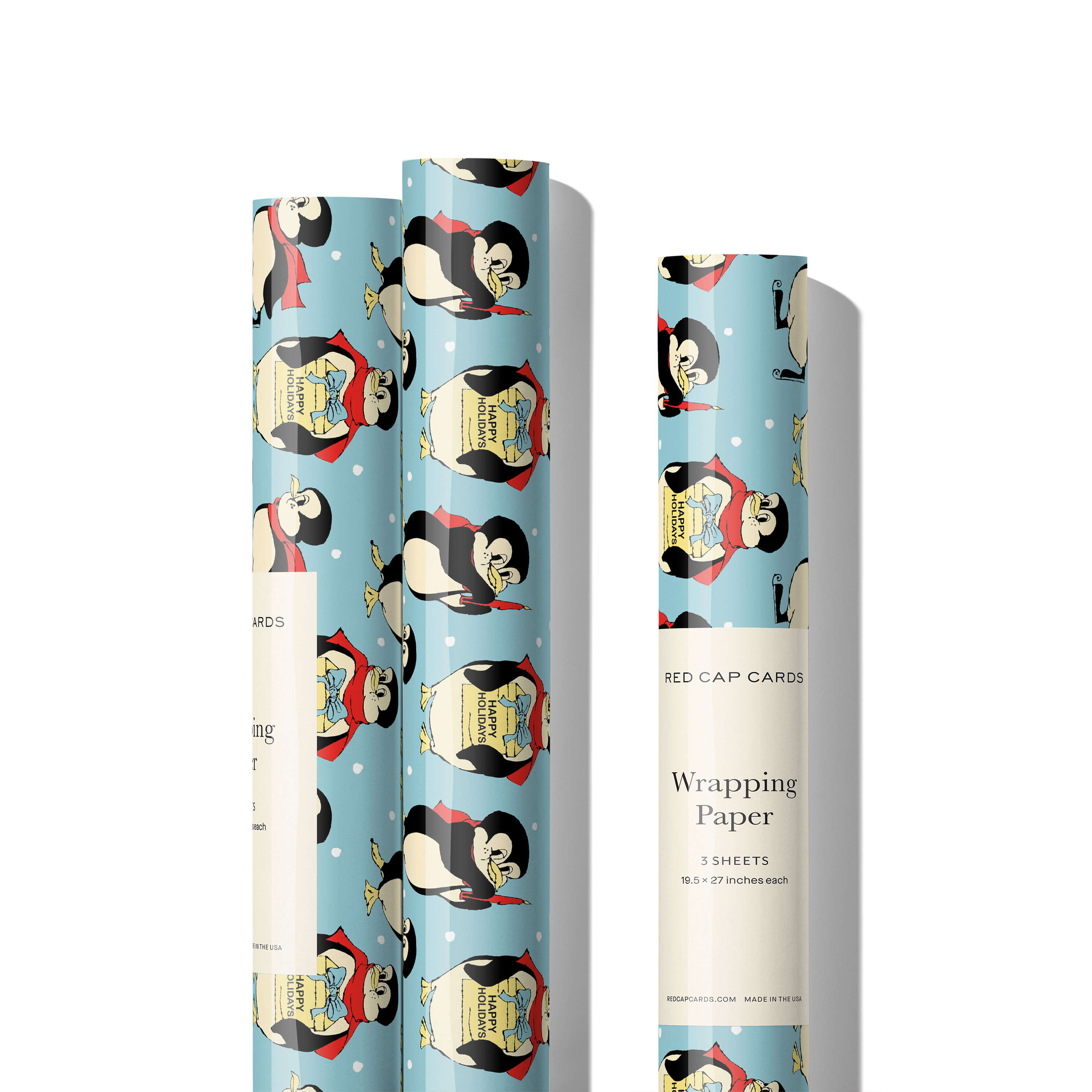 Holiday Penguin wrapping paper Single