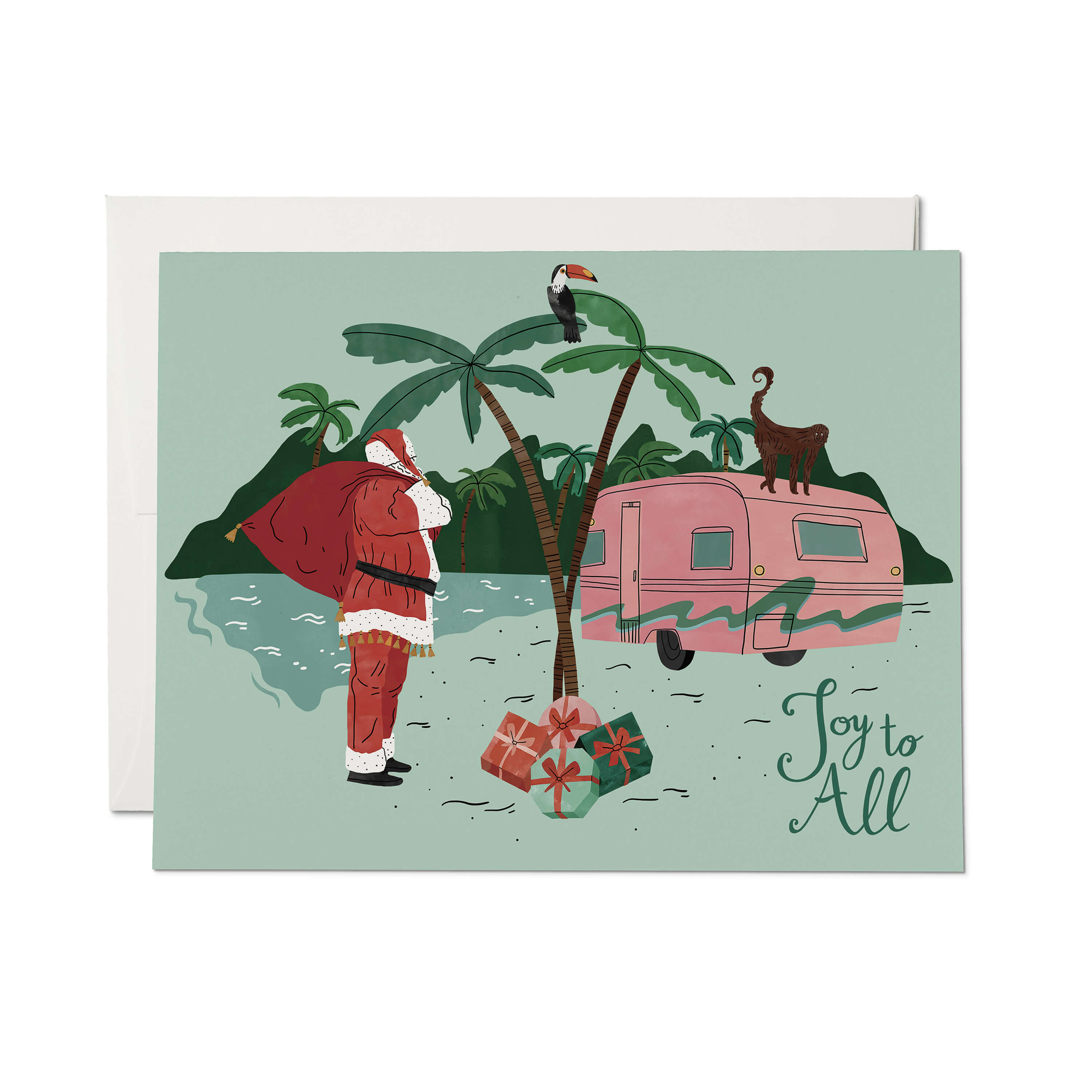 Santa Camper greeting card Single