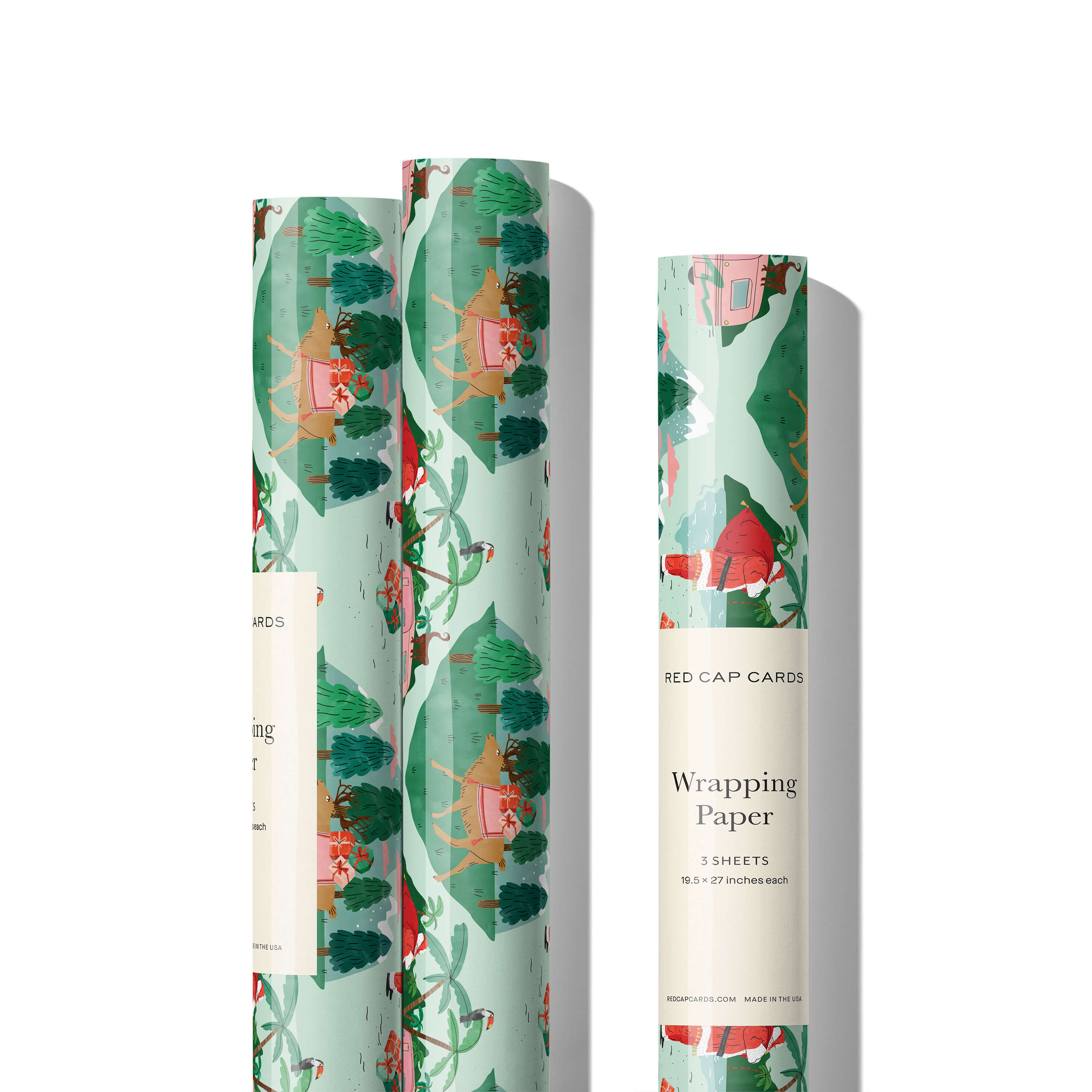 Santa Ramp Paper Red Santa Camper wrapping paper – Red Cap Cards