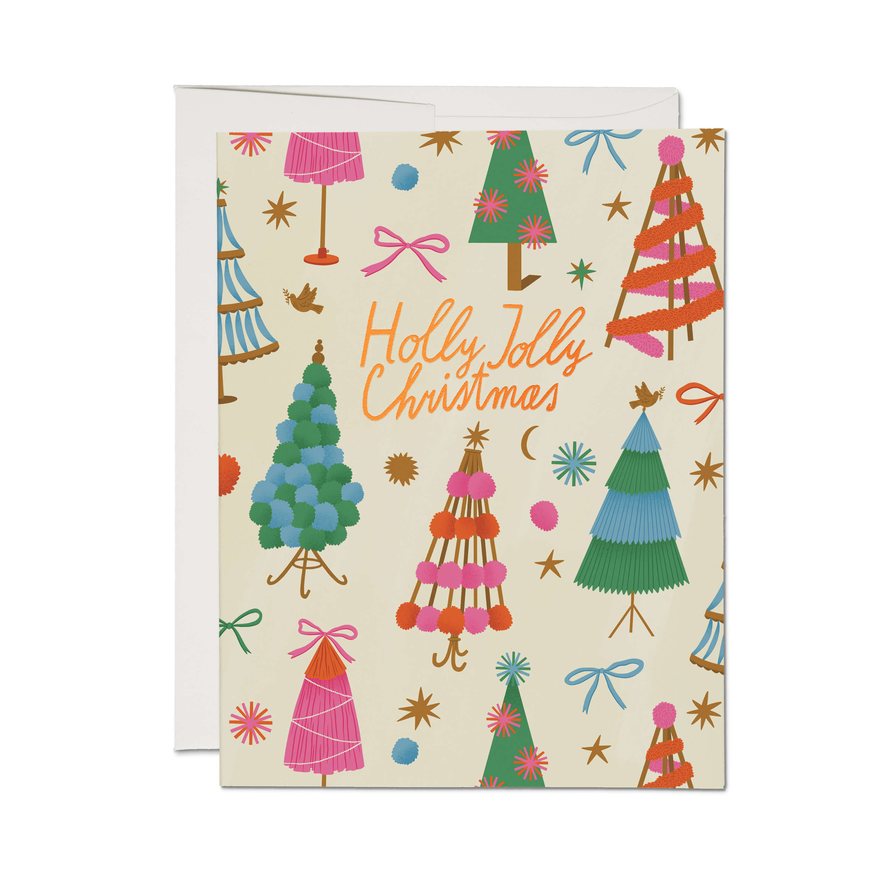 Holly Jolly Trees greeting card Single