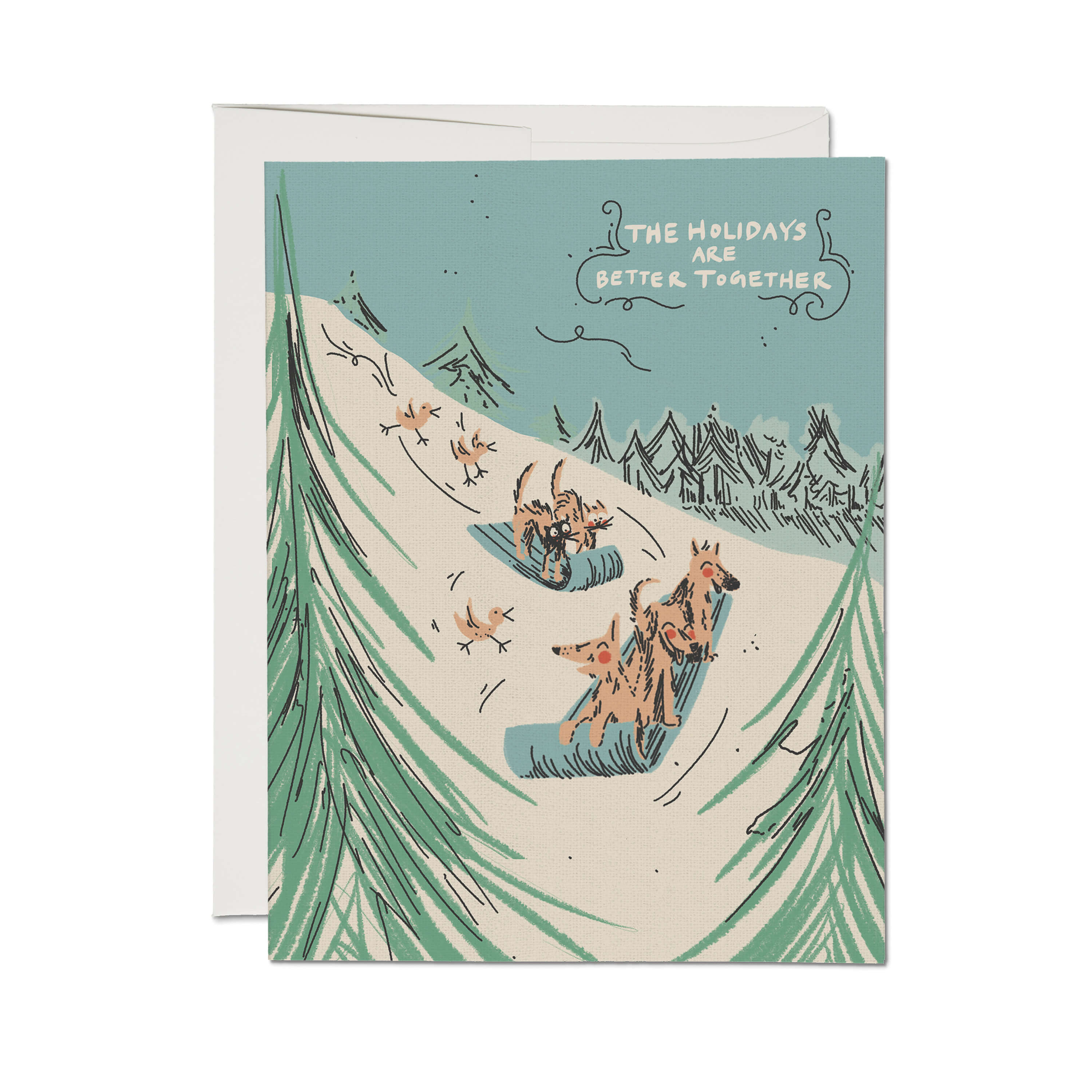 Sled Dogs greeting card Single