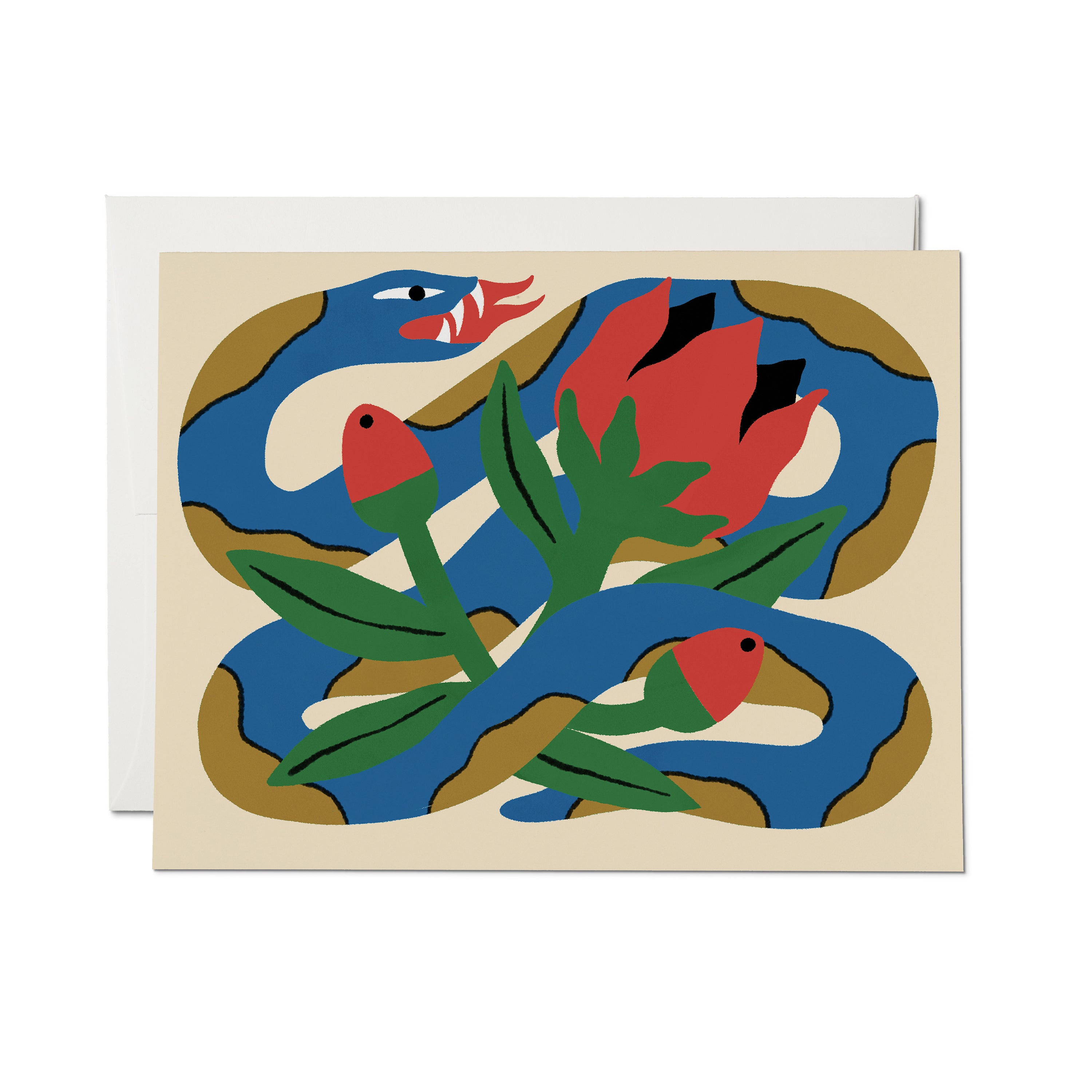 Snake and Rose greeting card Single