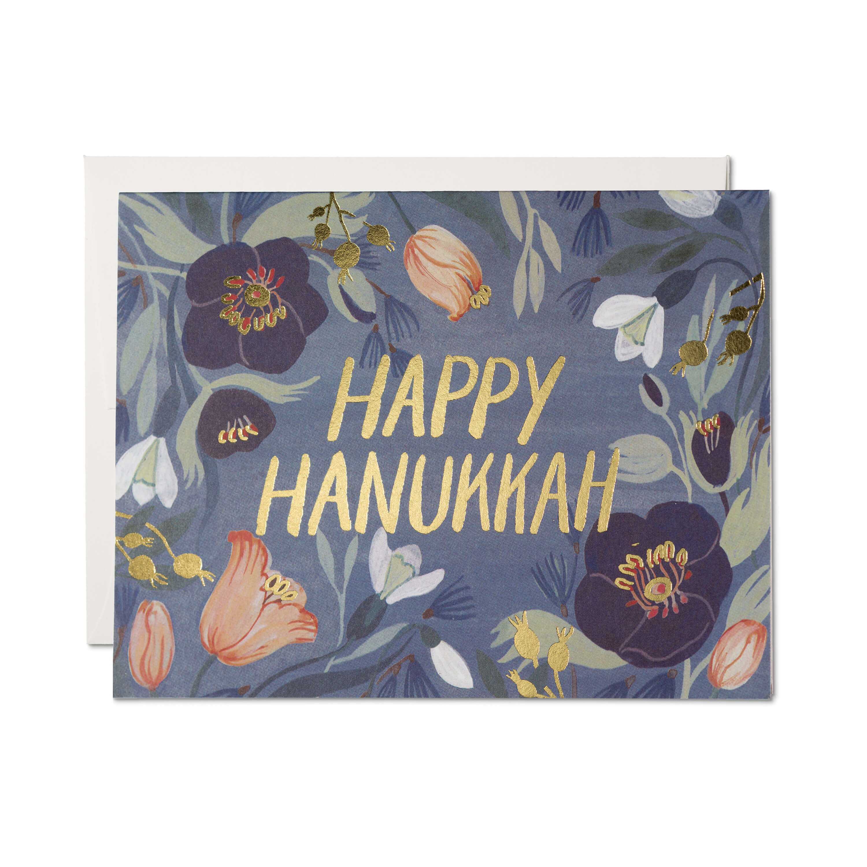 Hanukkah Flowers greeting card Single