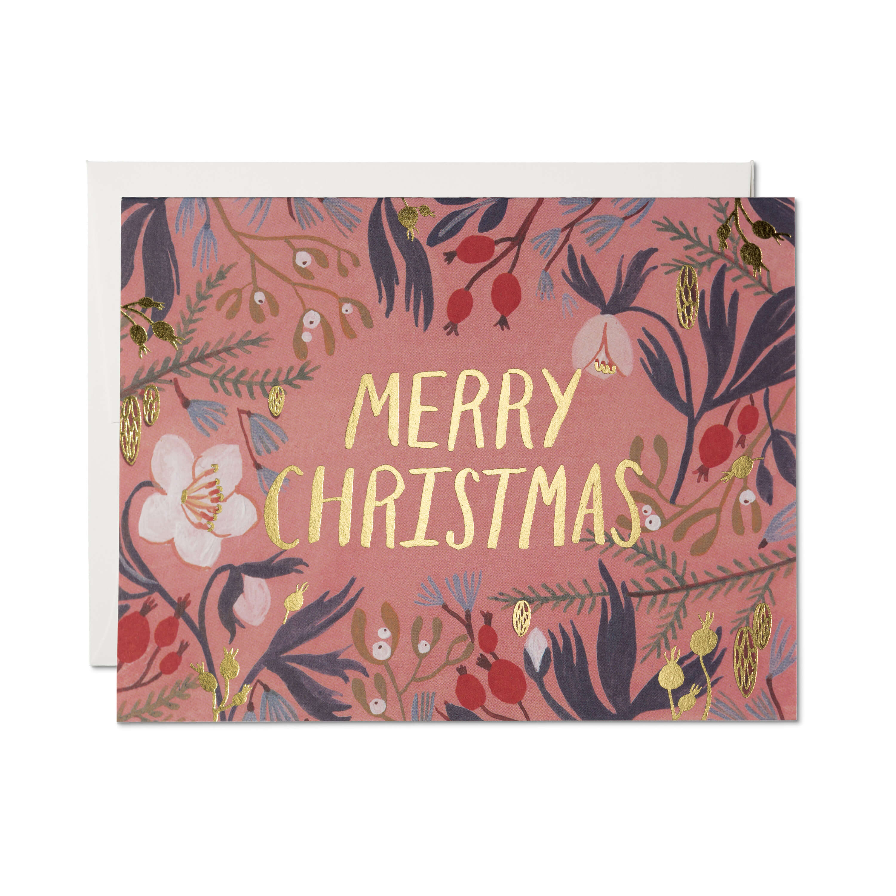 Christmas Flowers greeting card Single