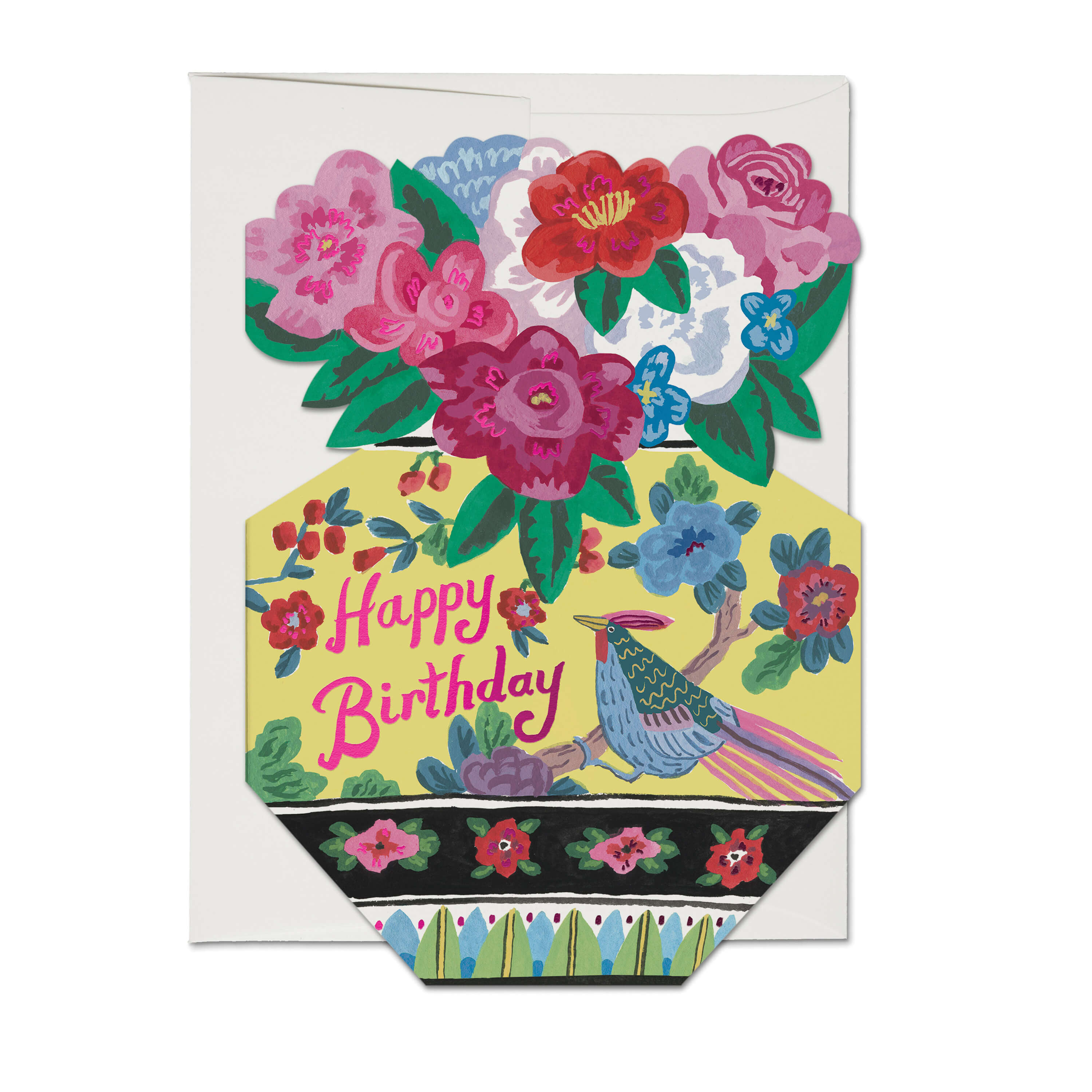 Ornate Flower Vase greeting card Single