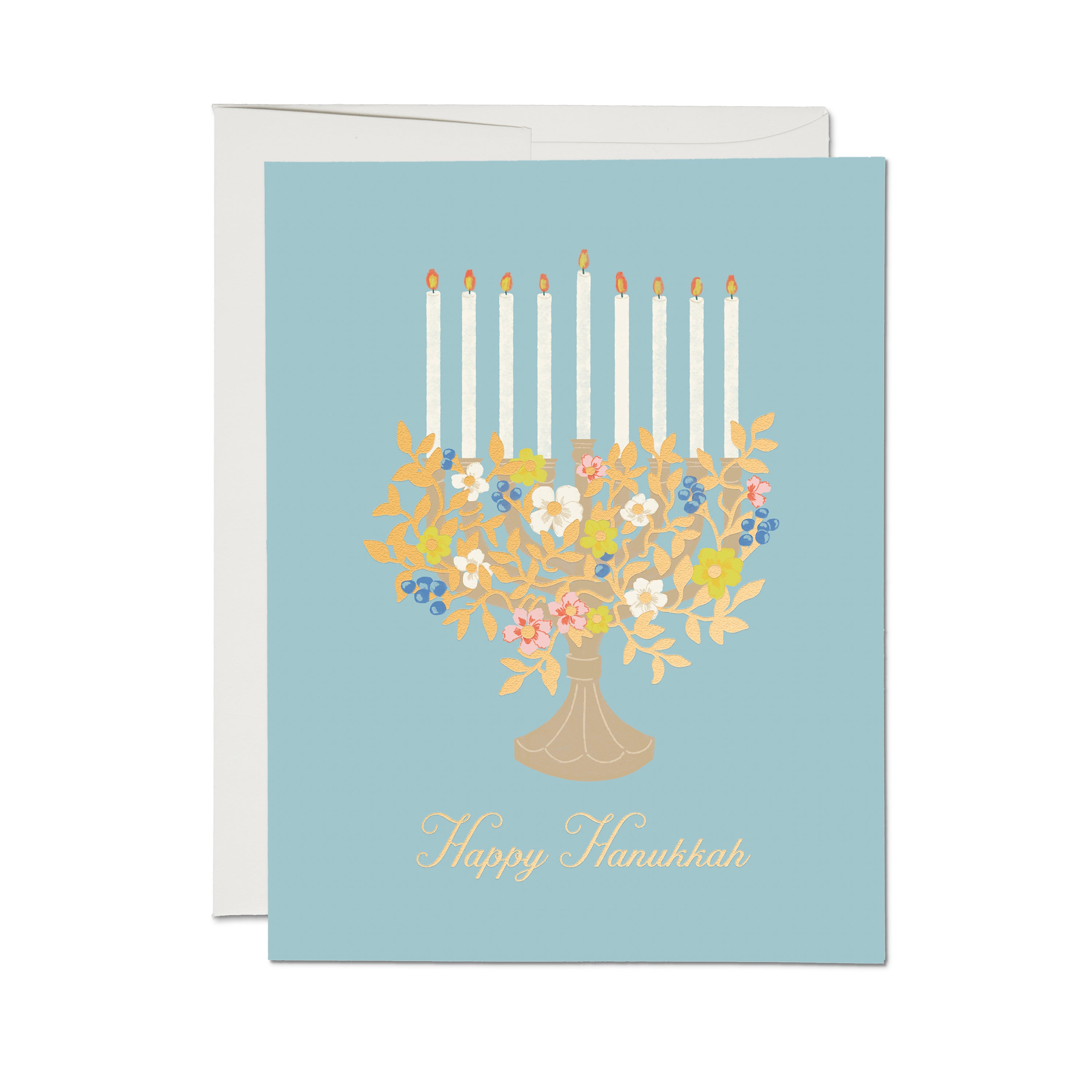 Floral Menorah greeting cards