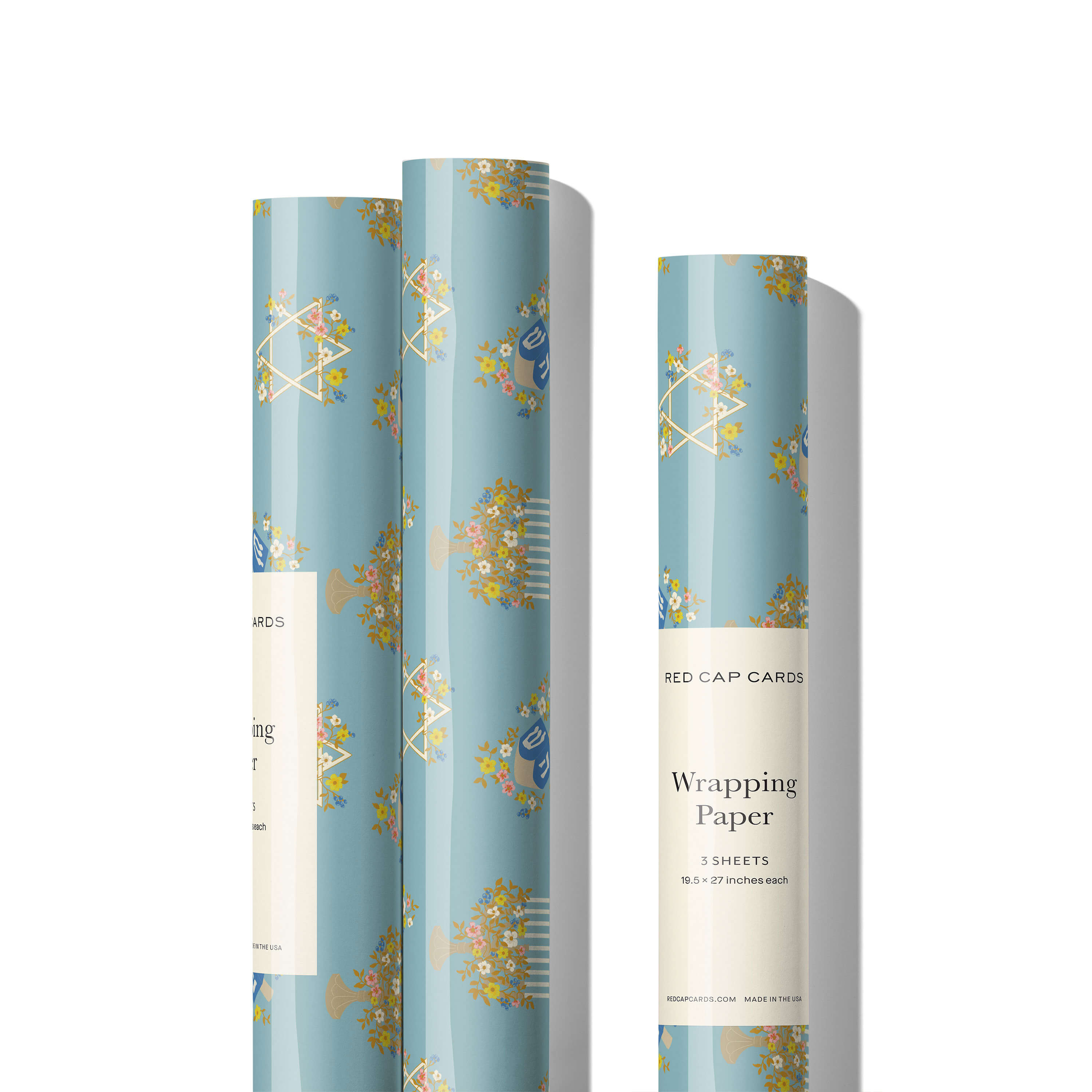 Floral Menorah wrapping paper Single