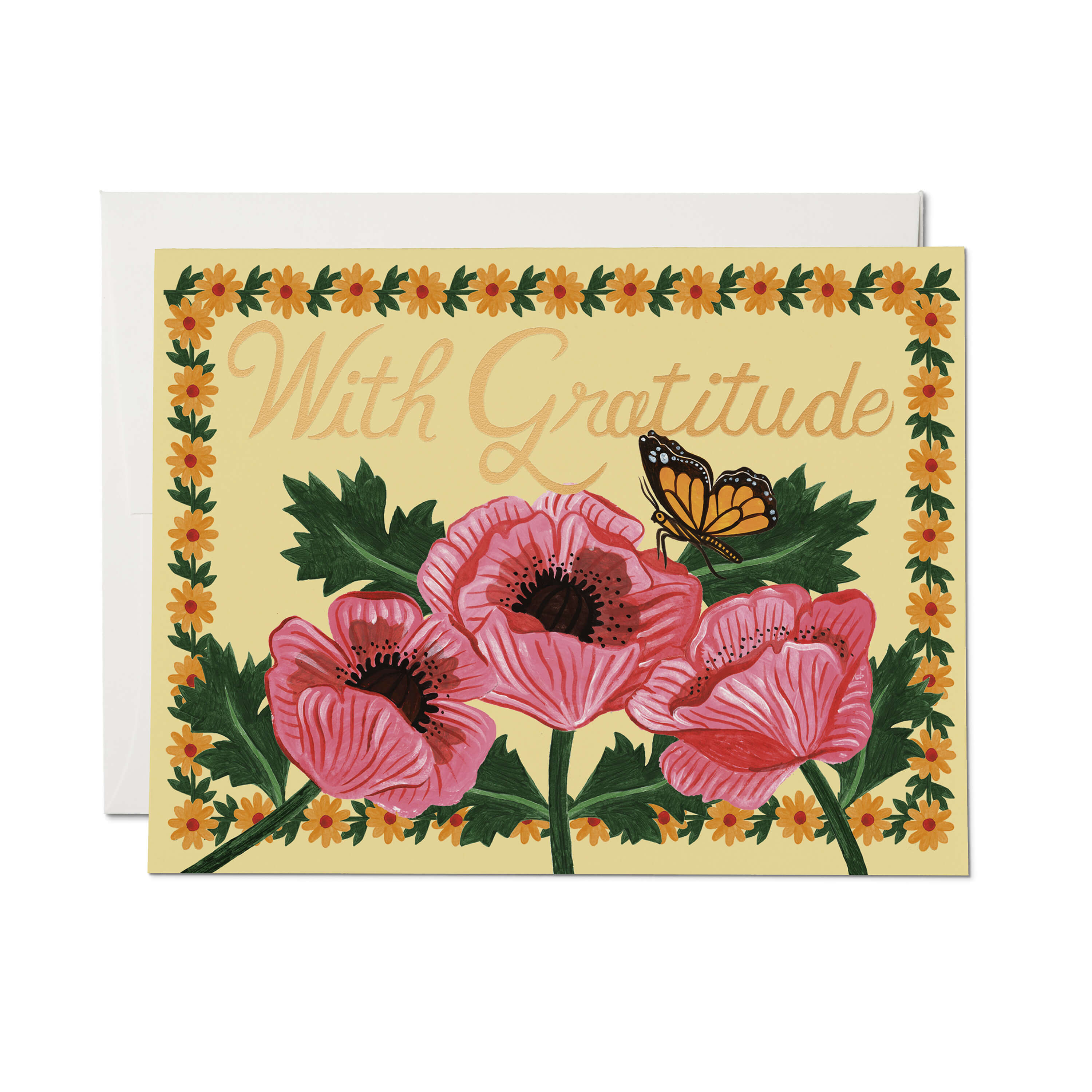 With Gratitude Poppies greeting card Single