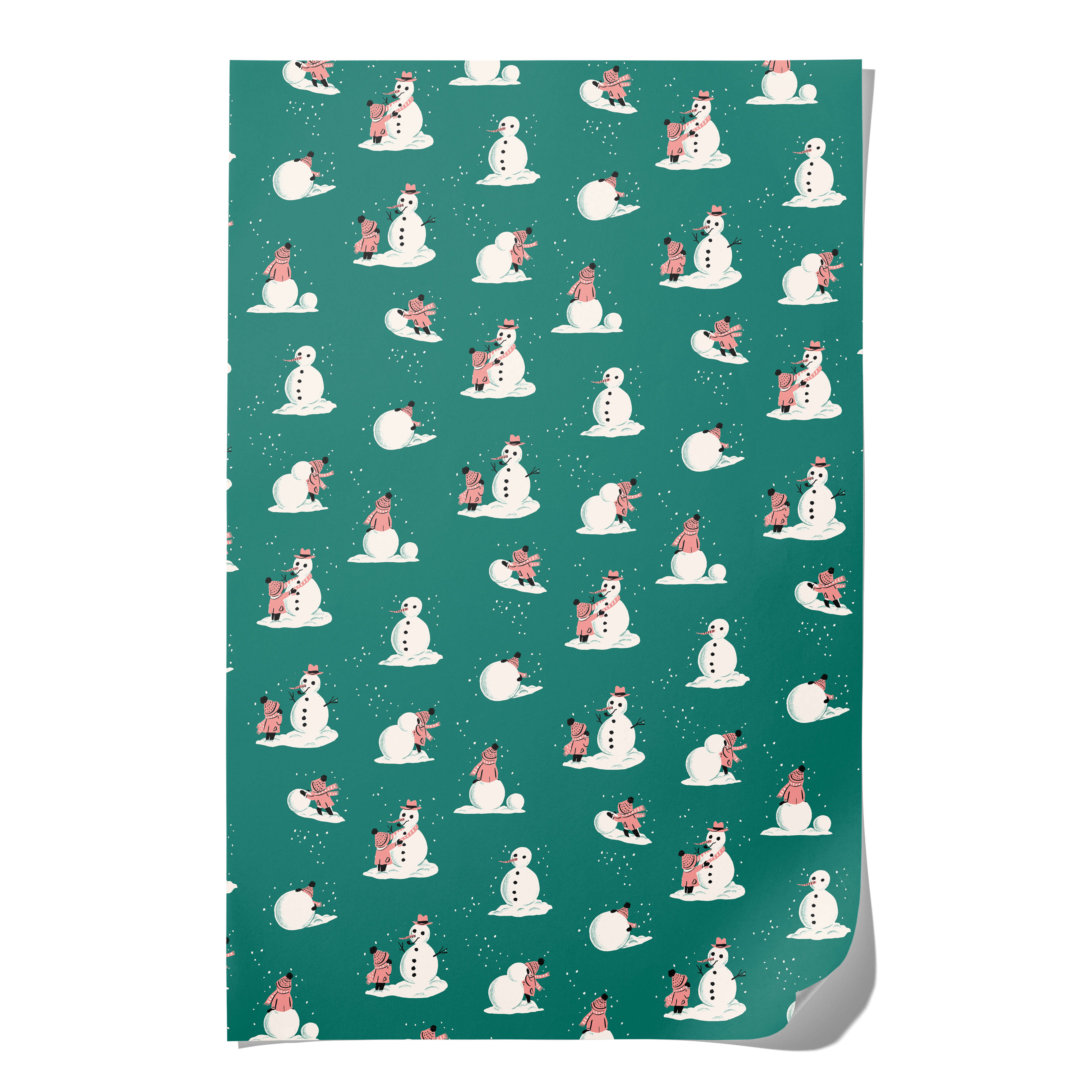 Building Snowman wrapping paper Single