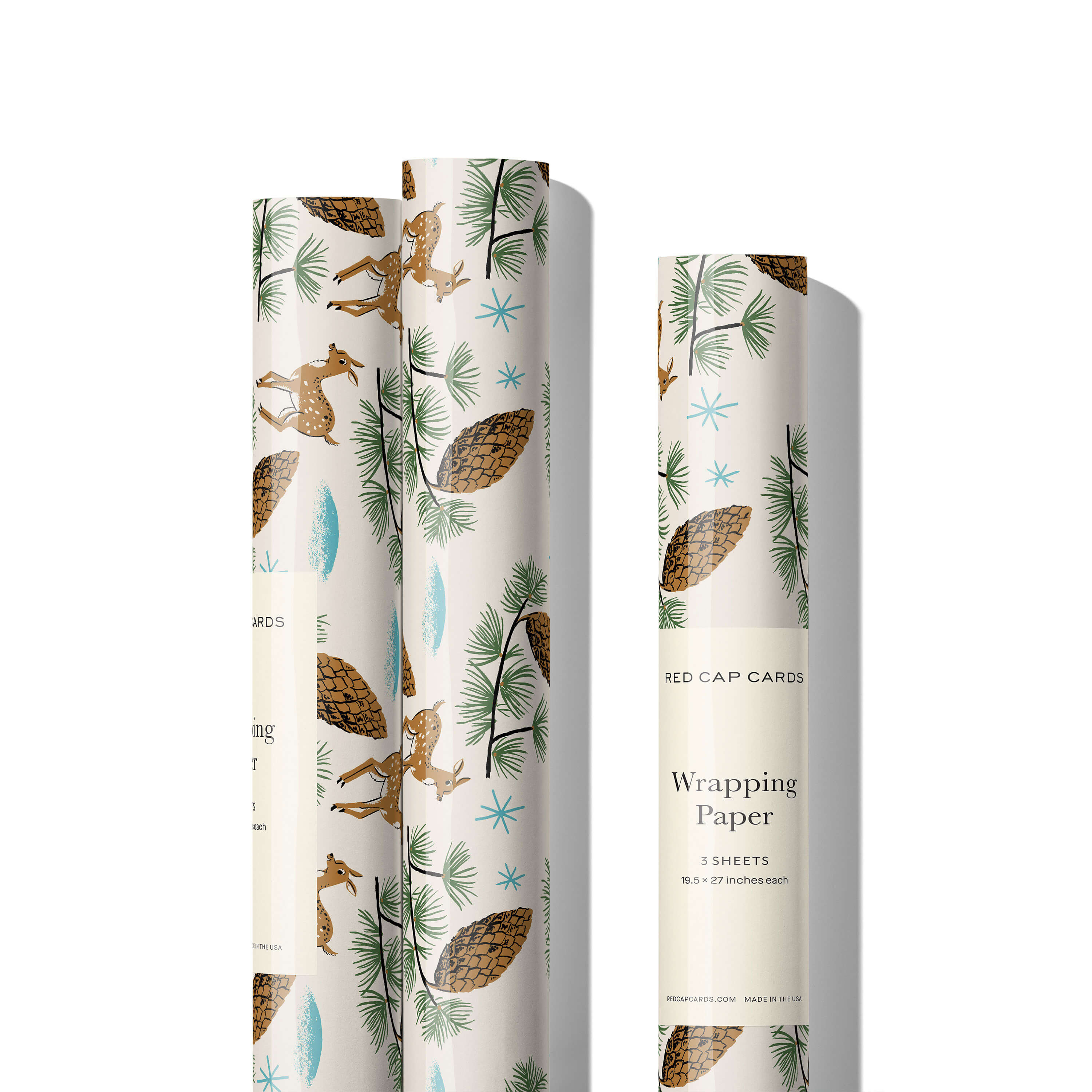 Deer and Pine Cones wrapping paper Single