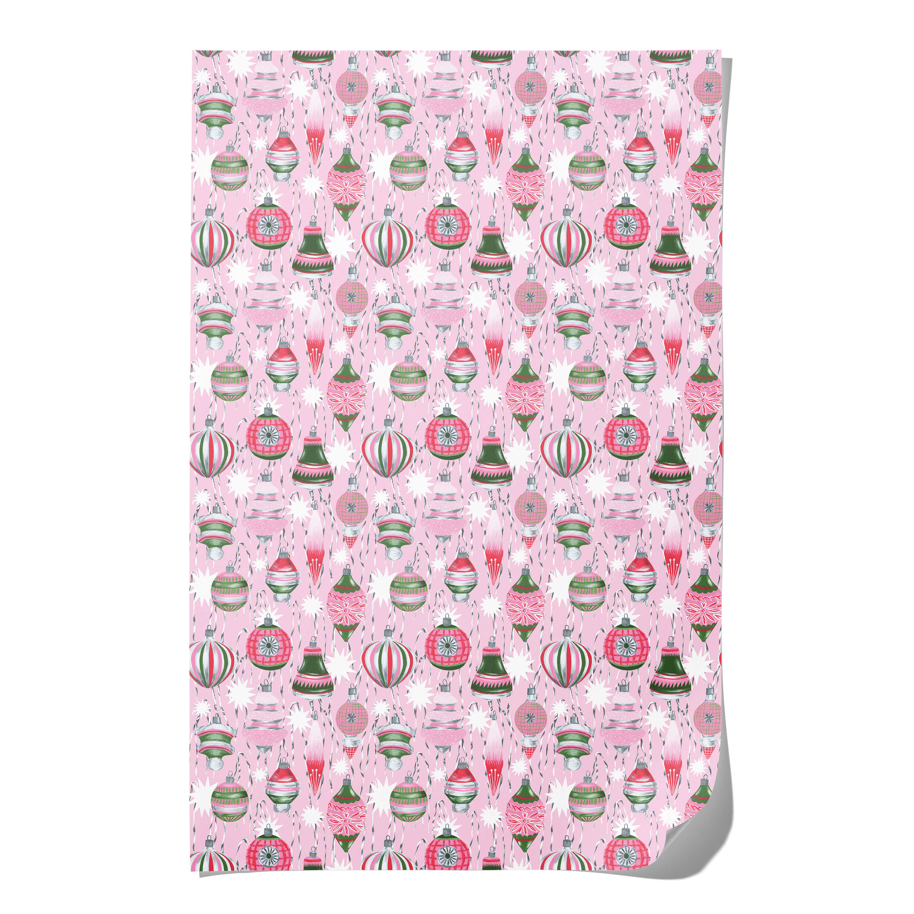 Retro Ornaments wrapping paper Single