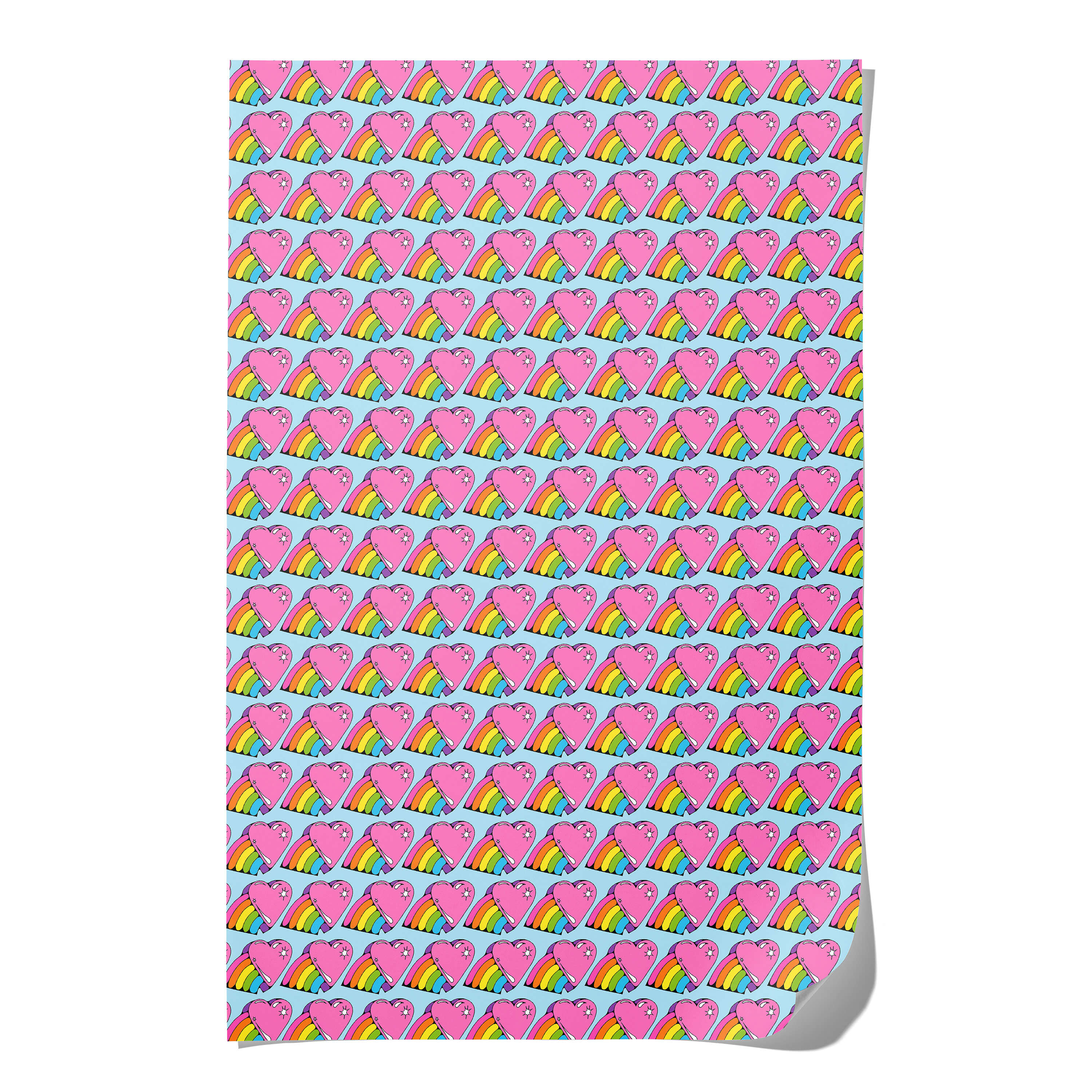 Rainbow Hearts wrapping paper Single