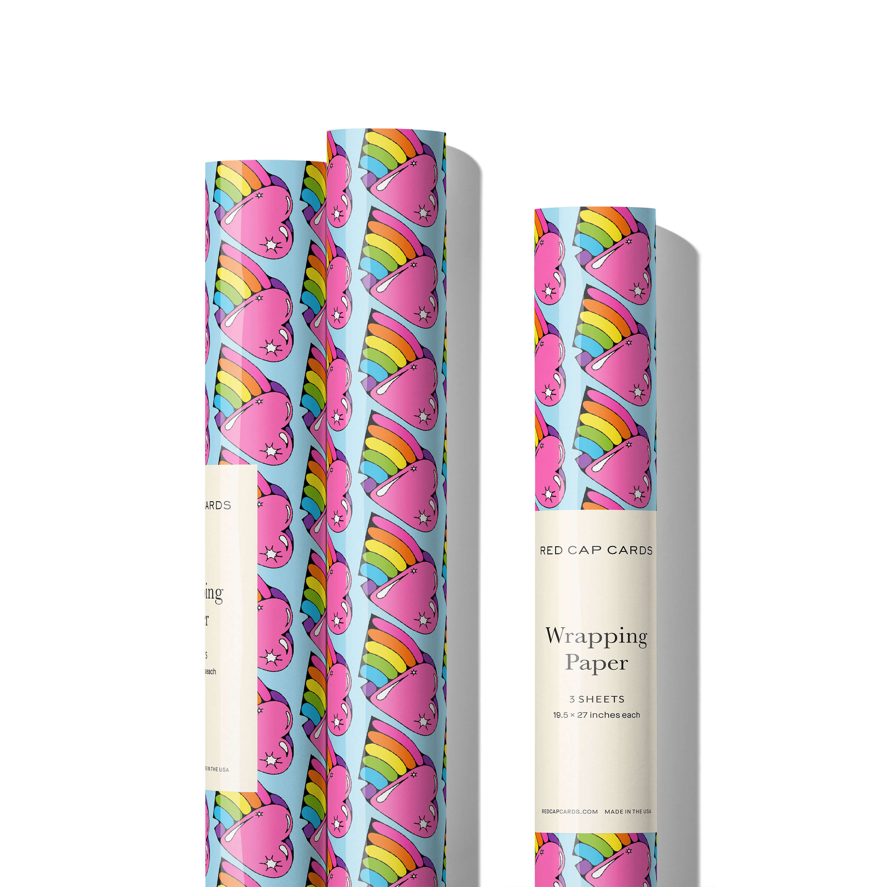 Rainbow Hearts wrapping paper Single