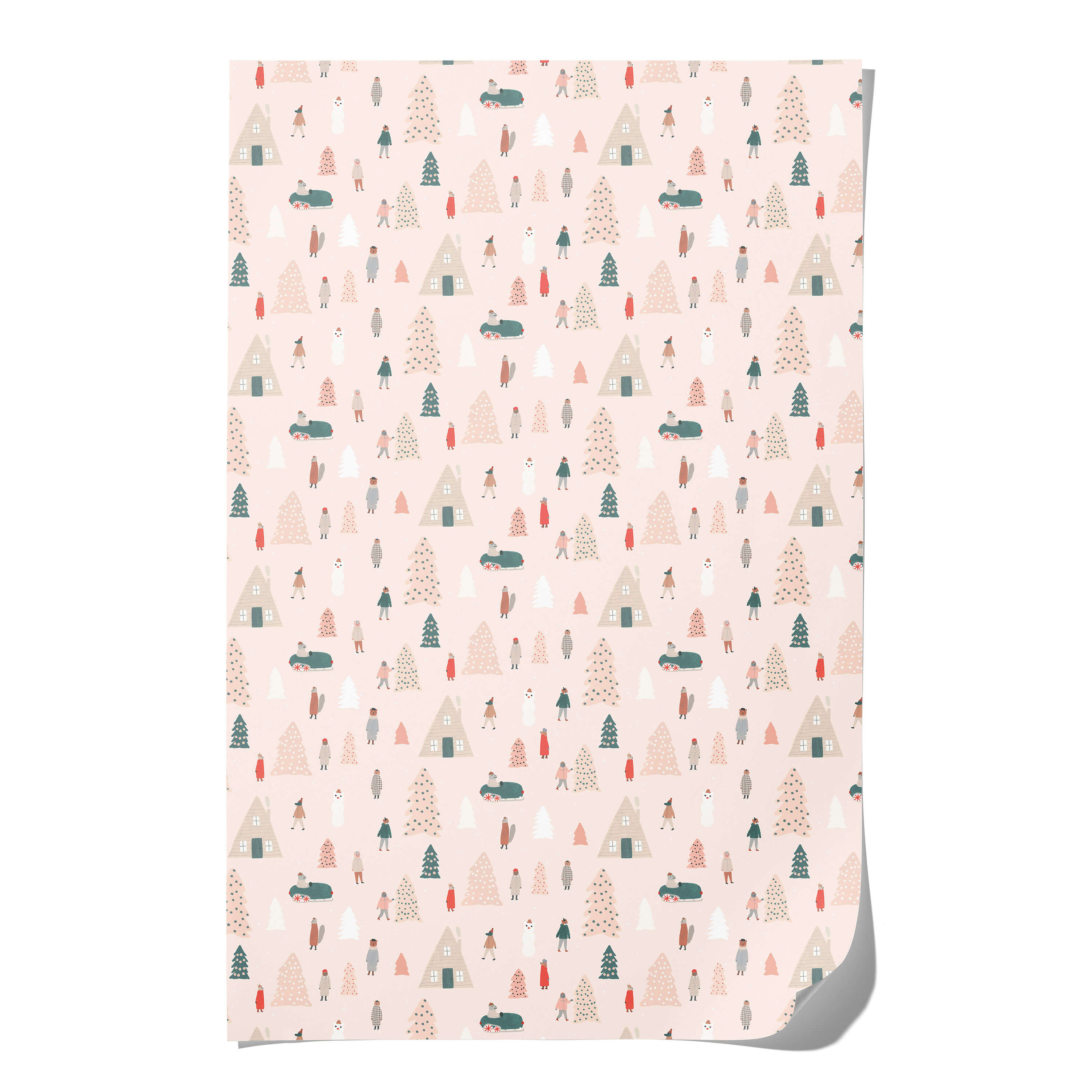 Pink Trees wrapping paper Single