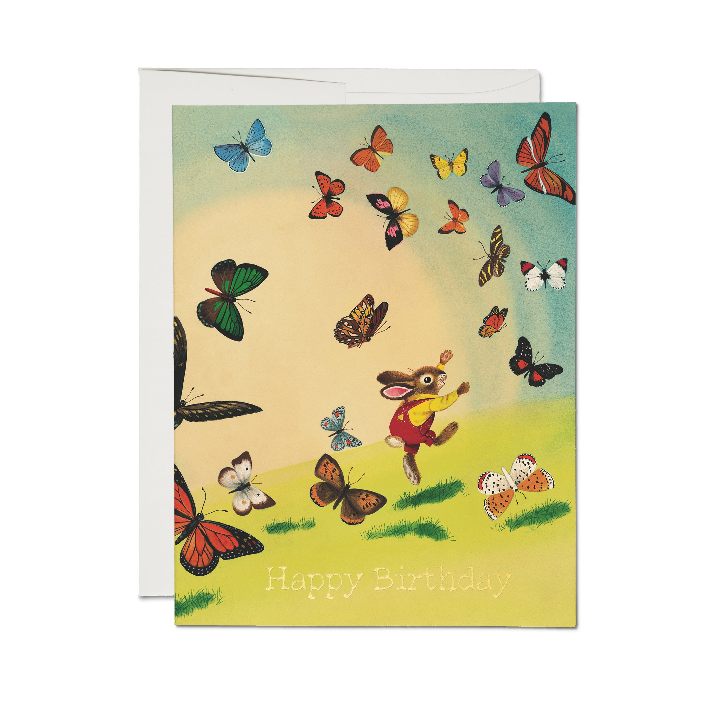 Bunny and Butterflies greeting card Single
