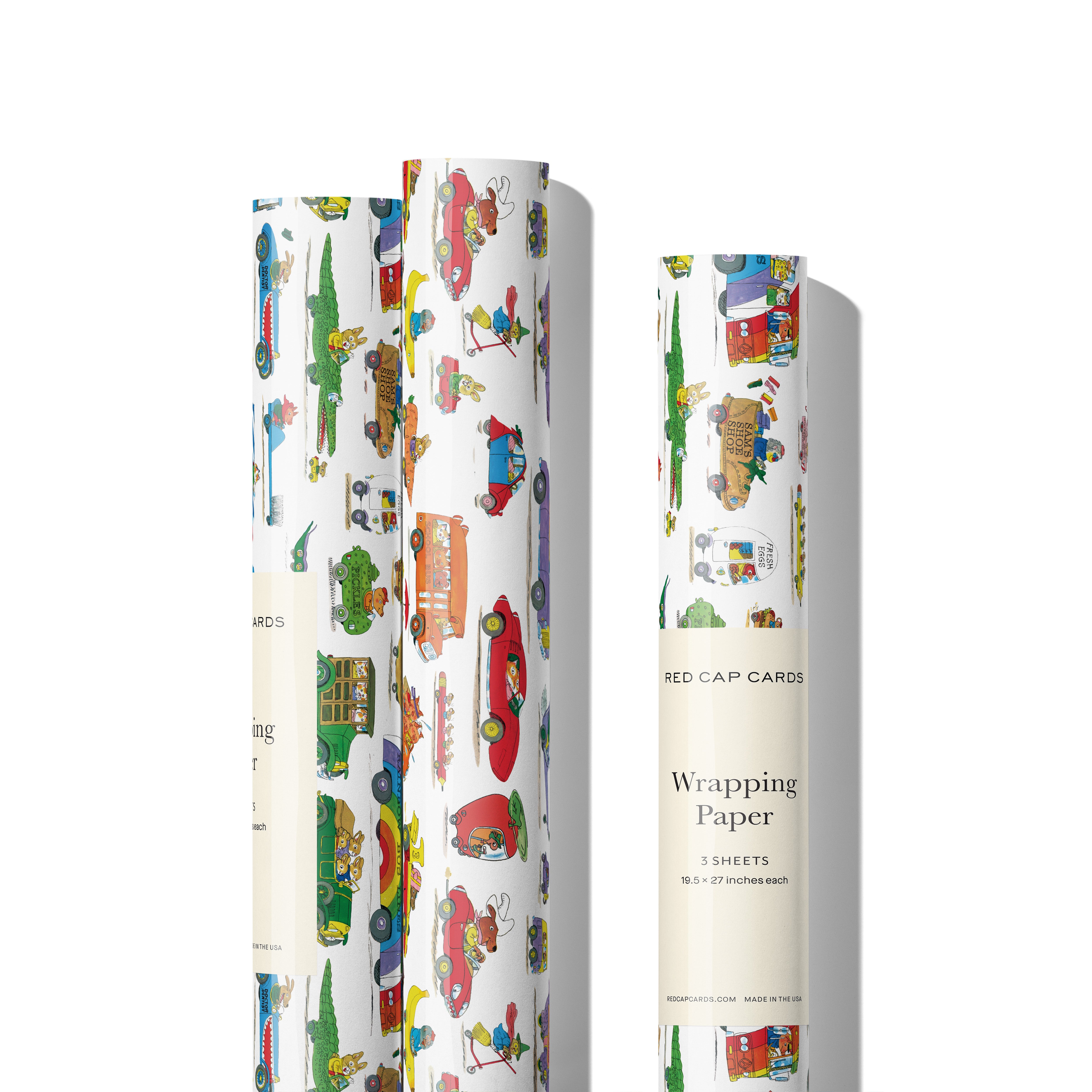 Busytown Cars wrapping paper – Red Cap Cards